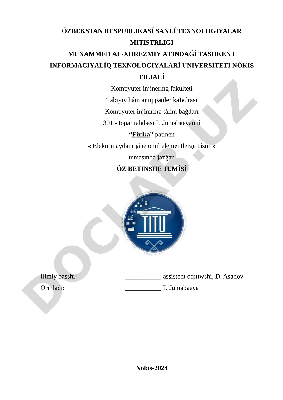 Elektr maydanı jáne onıń elementlerge tásiri