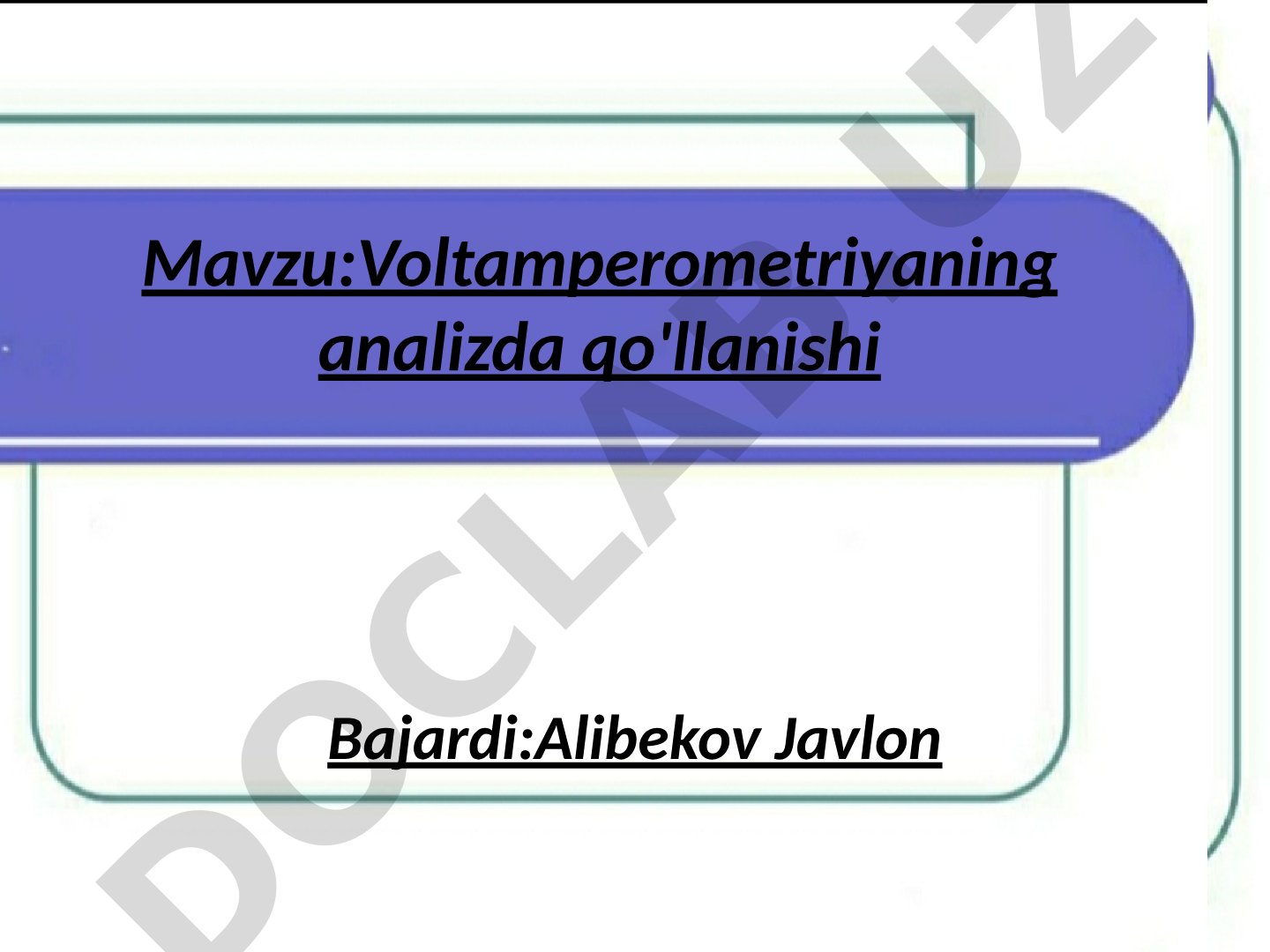 Voltamperometriyaning analizda qo'llanishi