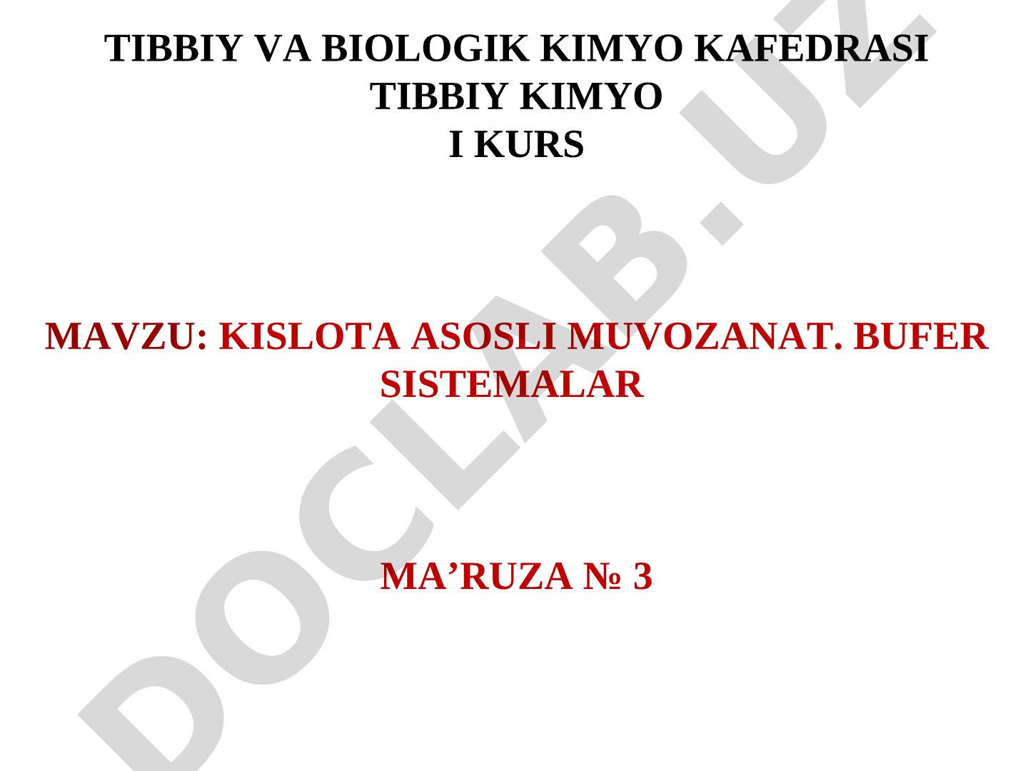 Kislota asosli muvozanat. Bufer sistemalar