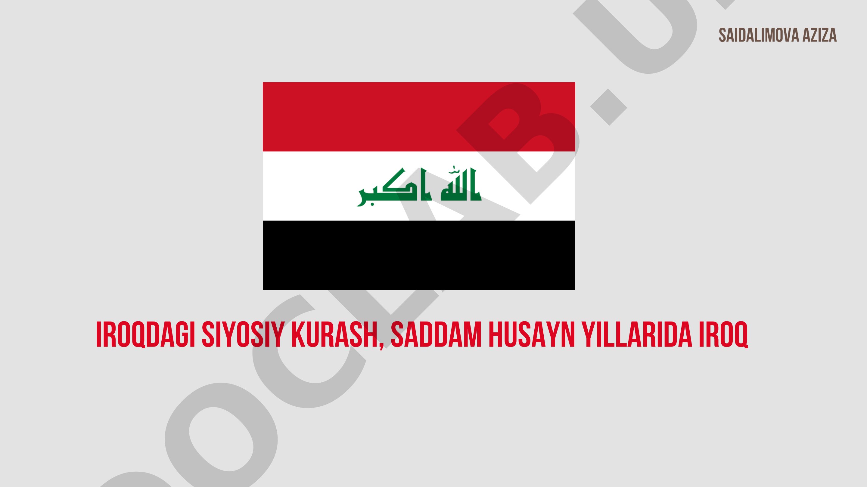 Iroqdagi siyosiy kurash, Saddam Husayn yillarida Iroq