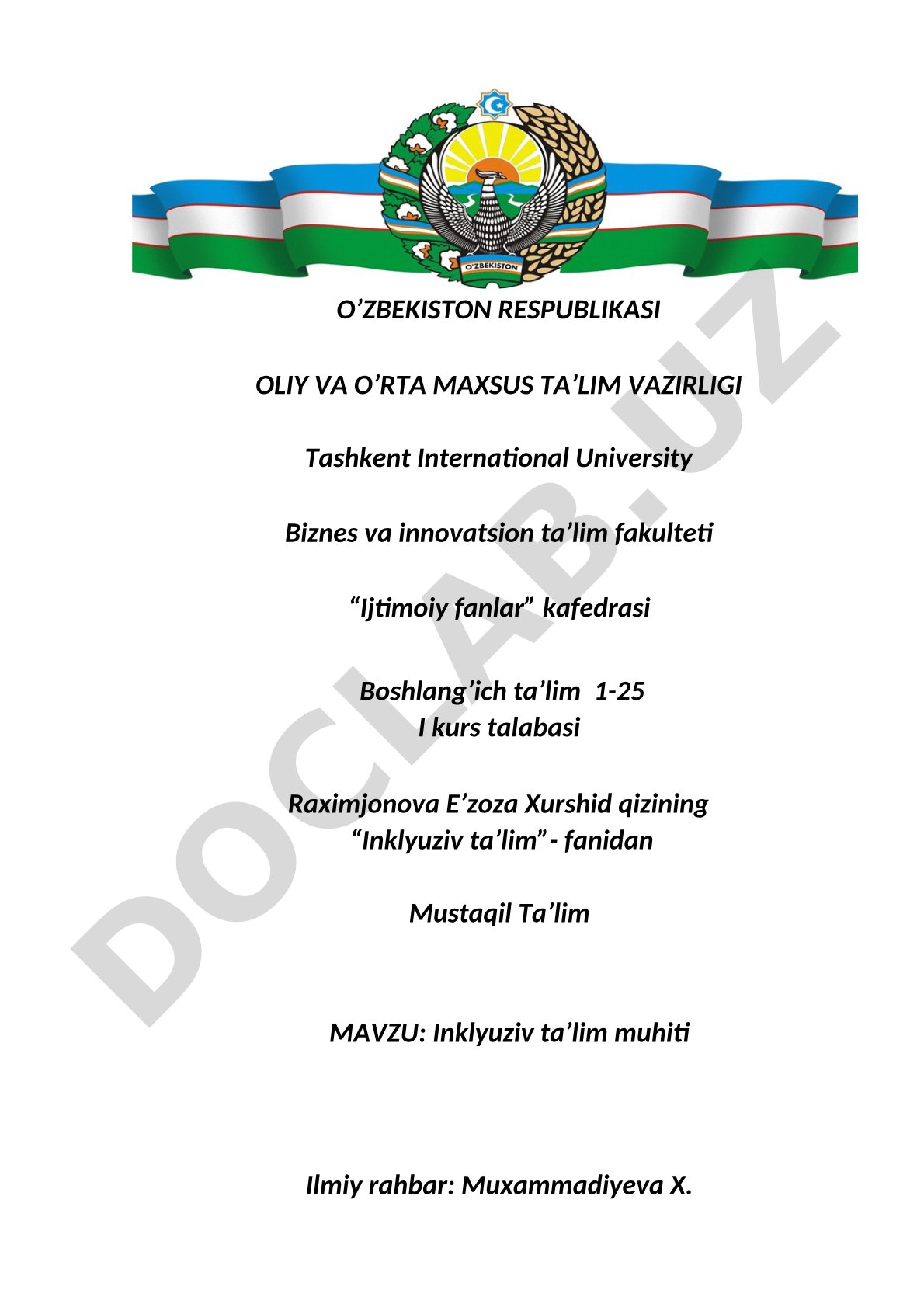 Inklyuziv ta'lim muhiti