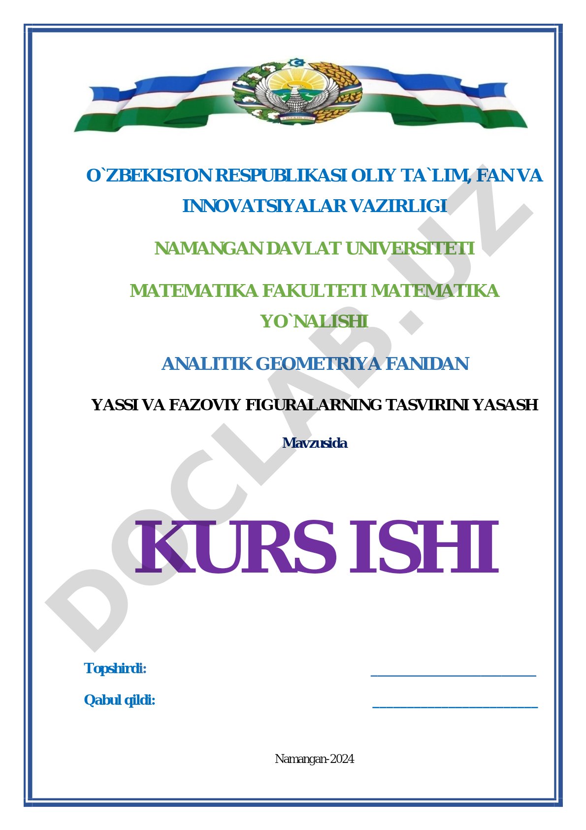 Yassi va fazoviy figuralarning tasvirini yasash