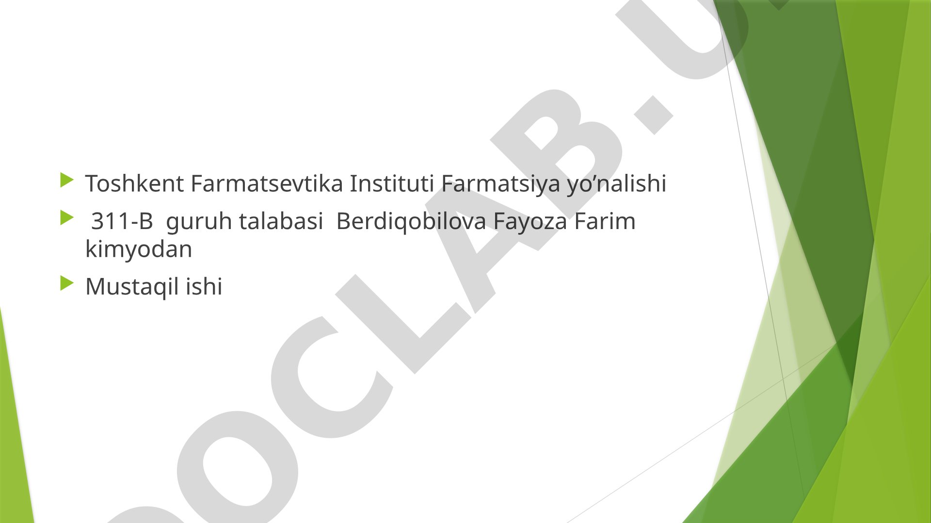 Atseklovir dori moddasining tahlili