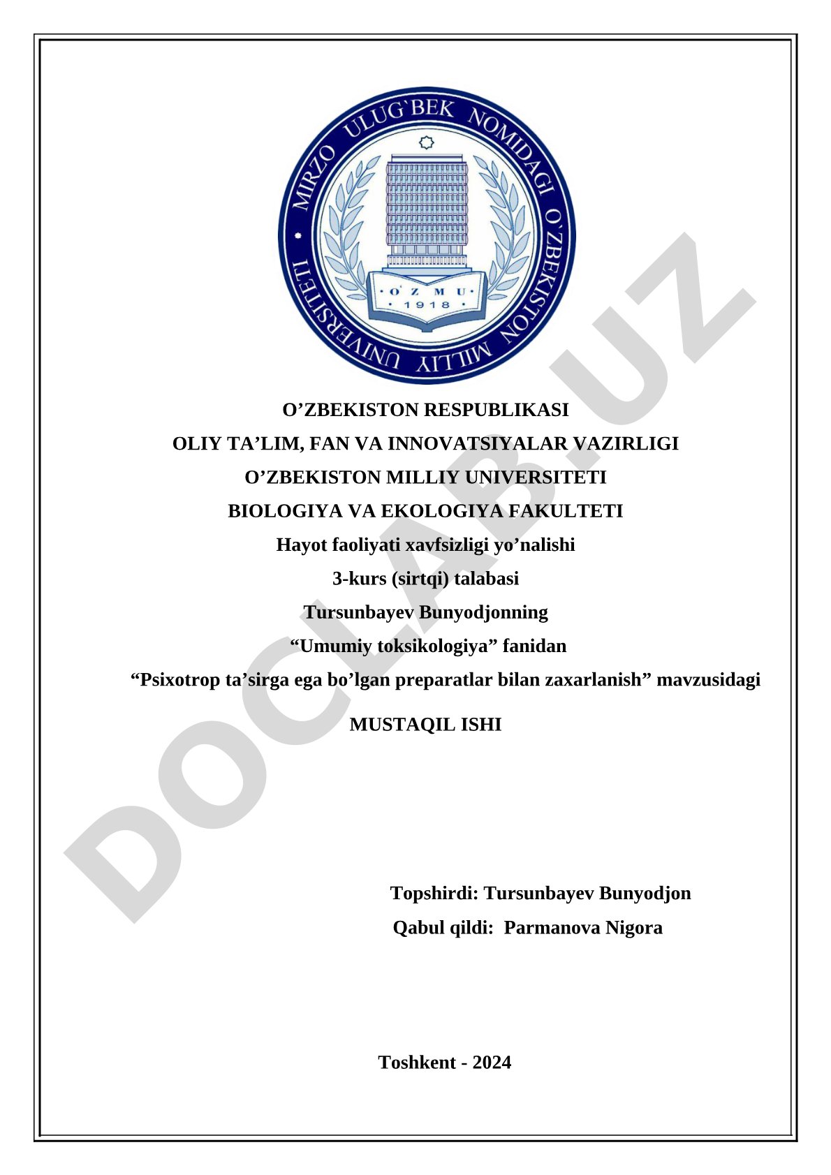 Psixotrop ta'sirga ega bo'lgan preparatlar bilan zaxarlanish