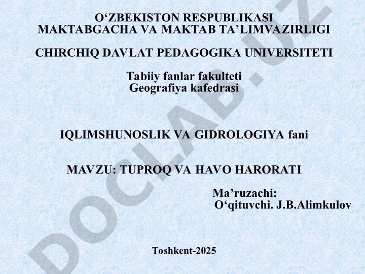 Tuproq va havo harorati