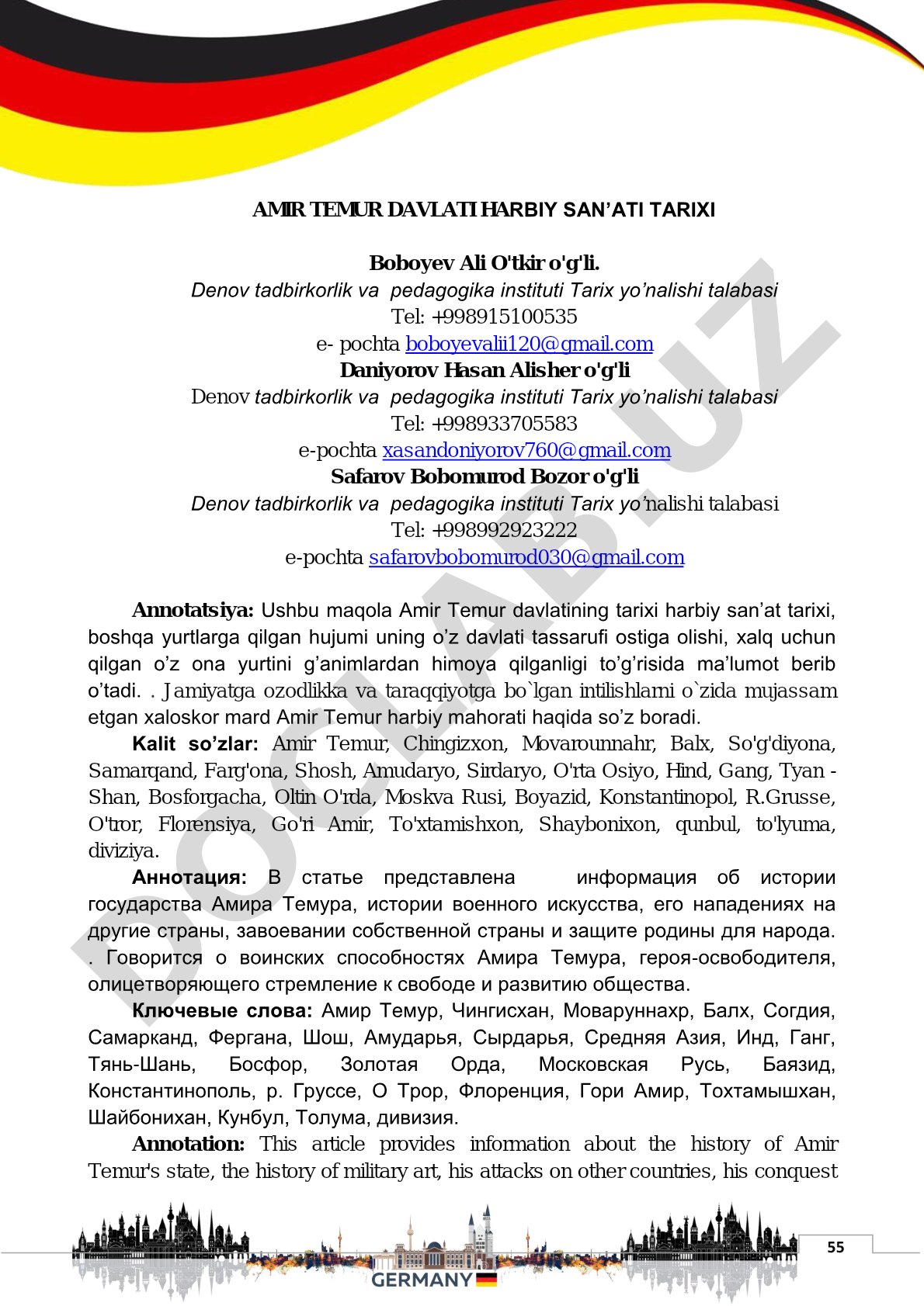 Amir Temur davlati harbiy san'ati tarixi