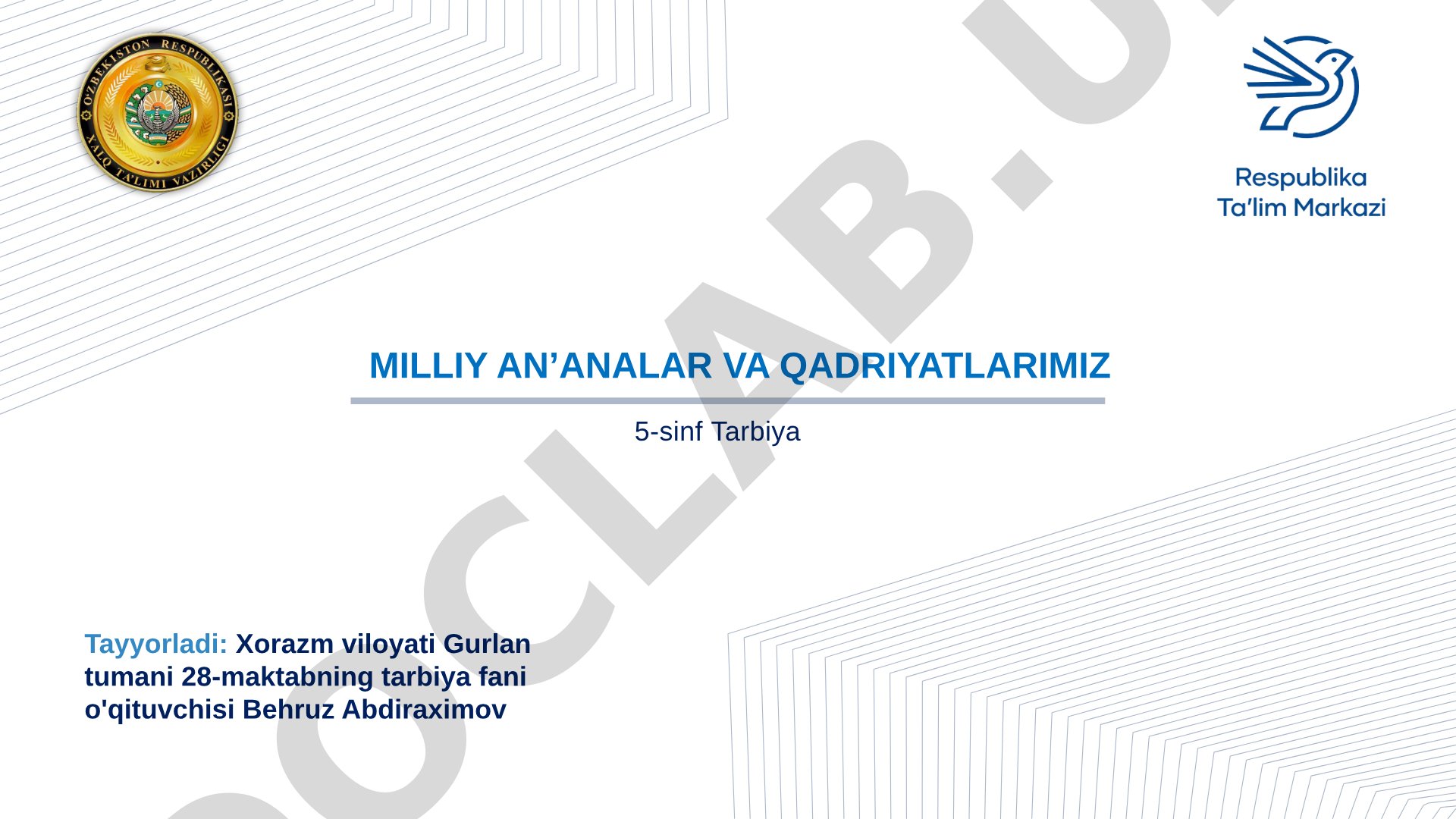 Milliy an'analar va qadriyatlarimiz