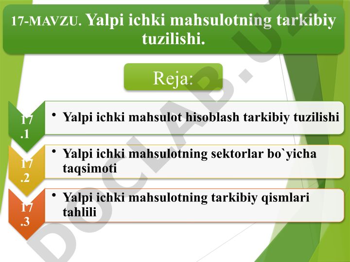 Yalpi ichki mahsulotning tarkibiy tuzilishi va hisoblash usullari