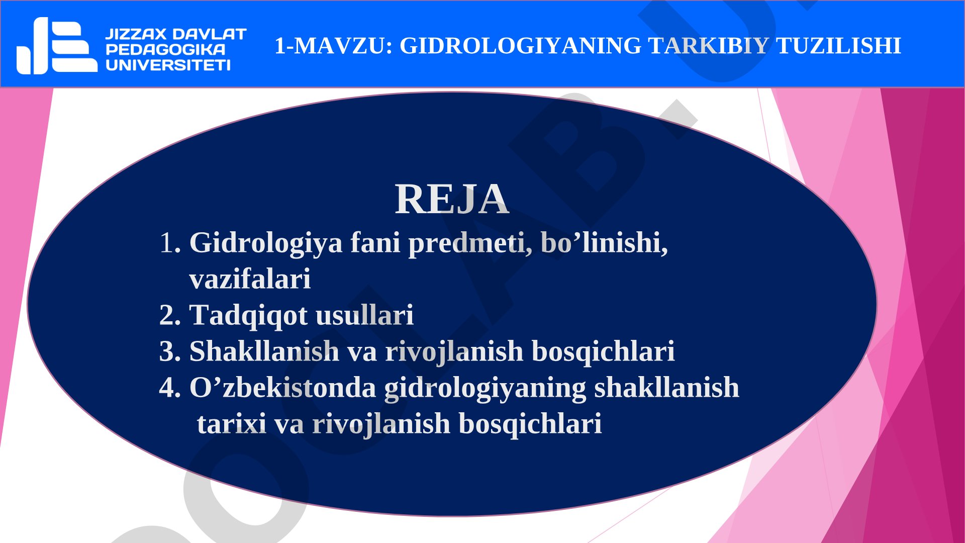 Gidrologiyaning tarkibiy tuzilishi
