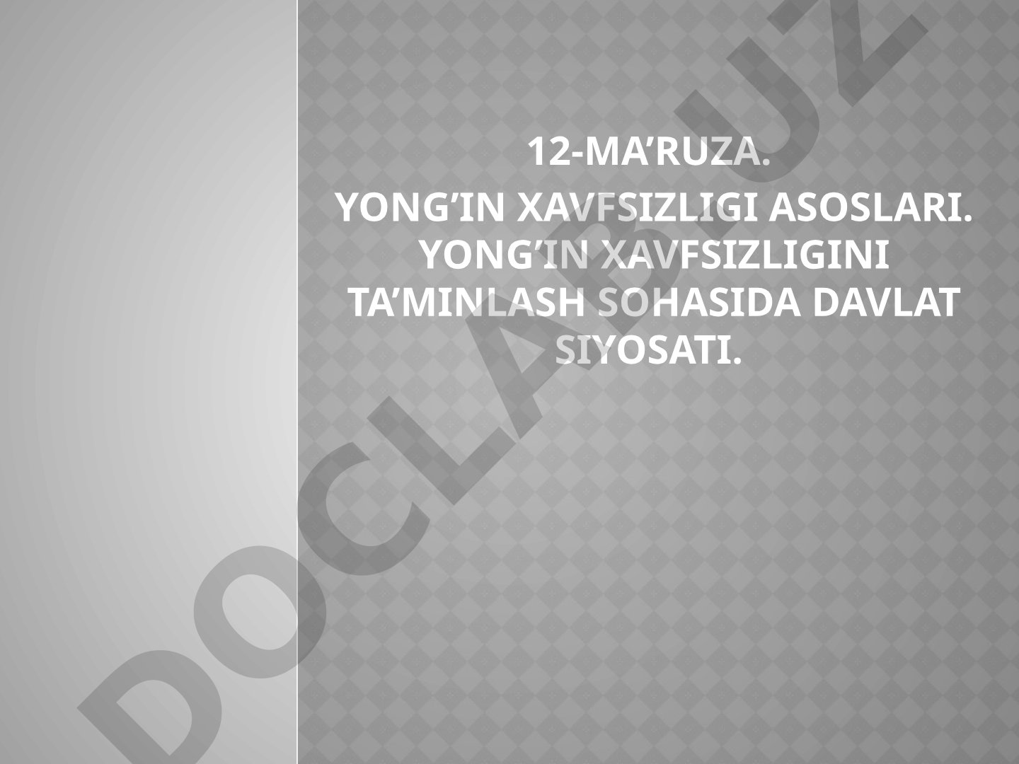 Yong'in xavfsizligi asoslari va davlat siyosati