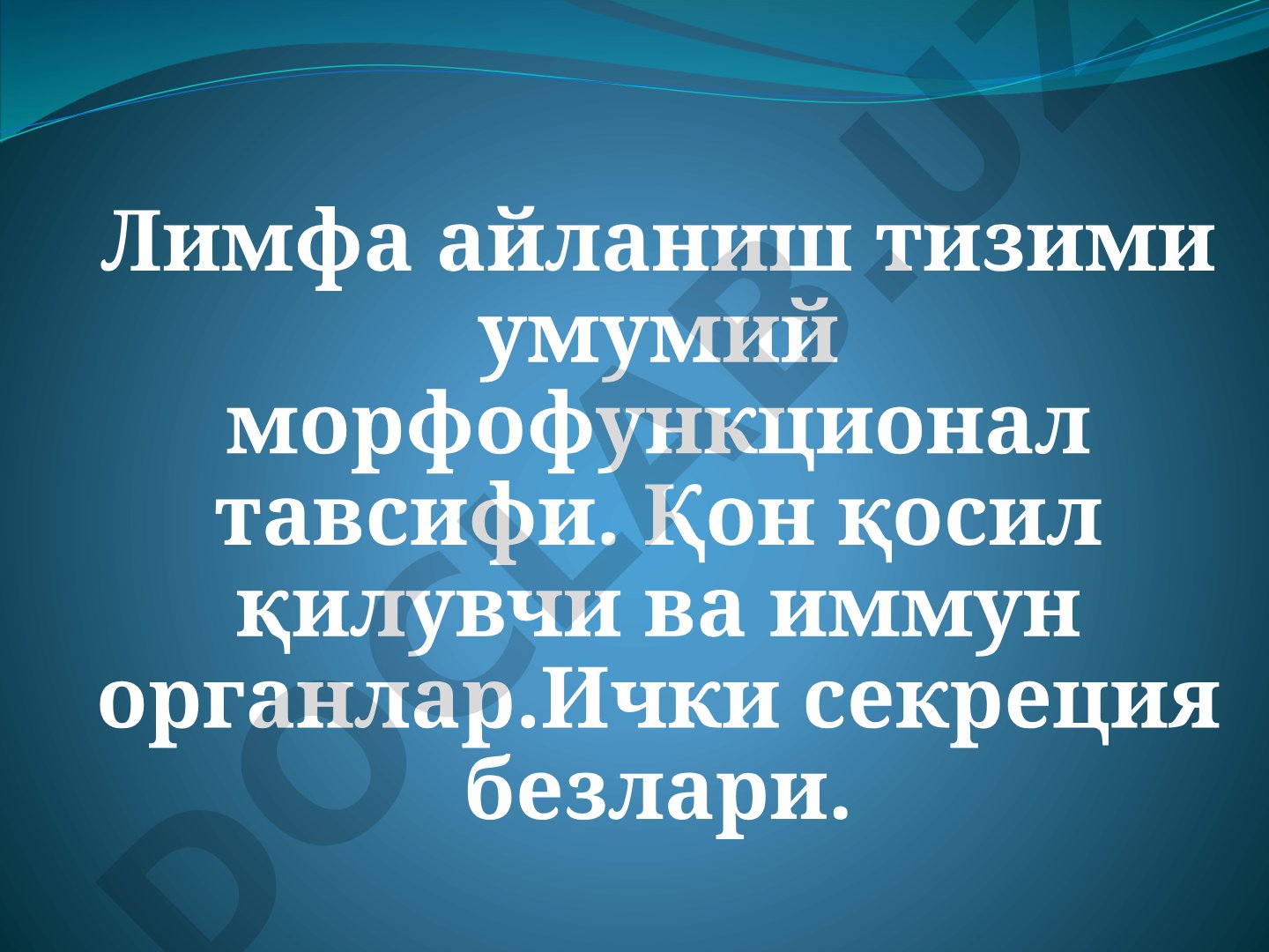 Лимфа айланиш тизими умумий морфофункционал тавсифи