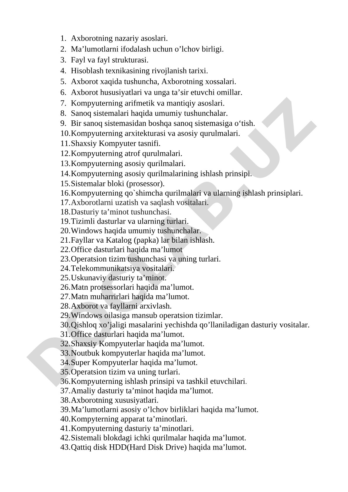 Axborot va kompyuter texnologiyalari asoslari
