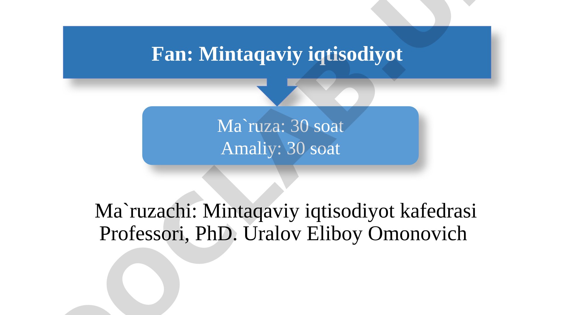 Mintaqaviy iqtisodiyot fanining predmeti, maqsadi va vazifalari
