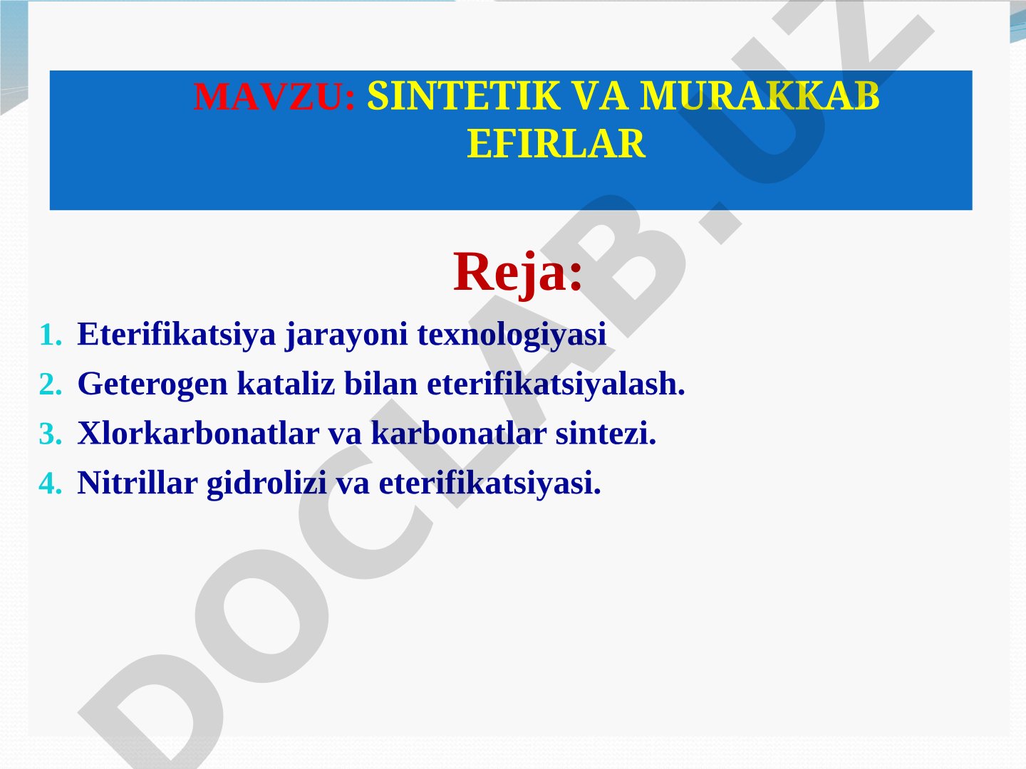 Sintetik va murakkab efirlar