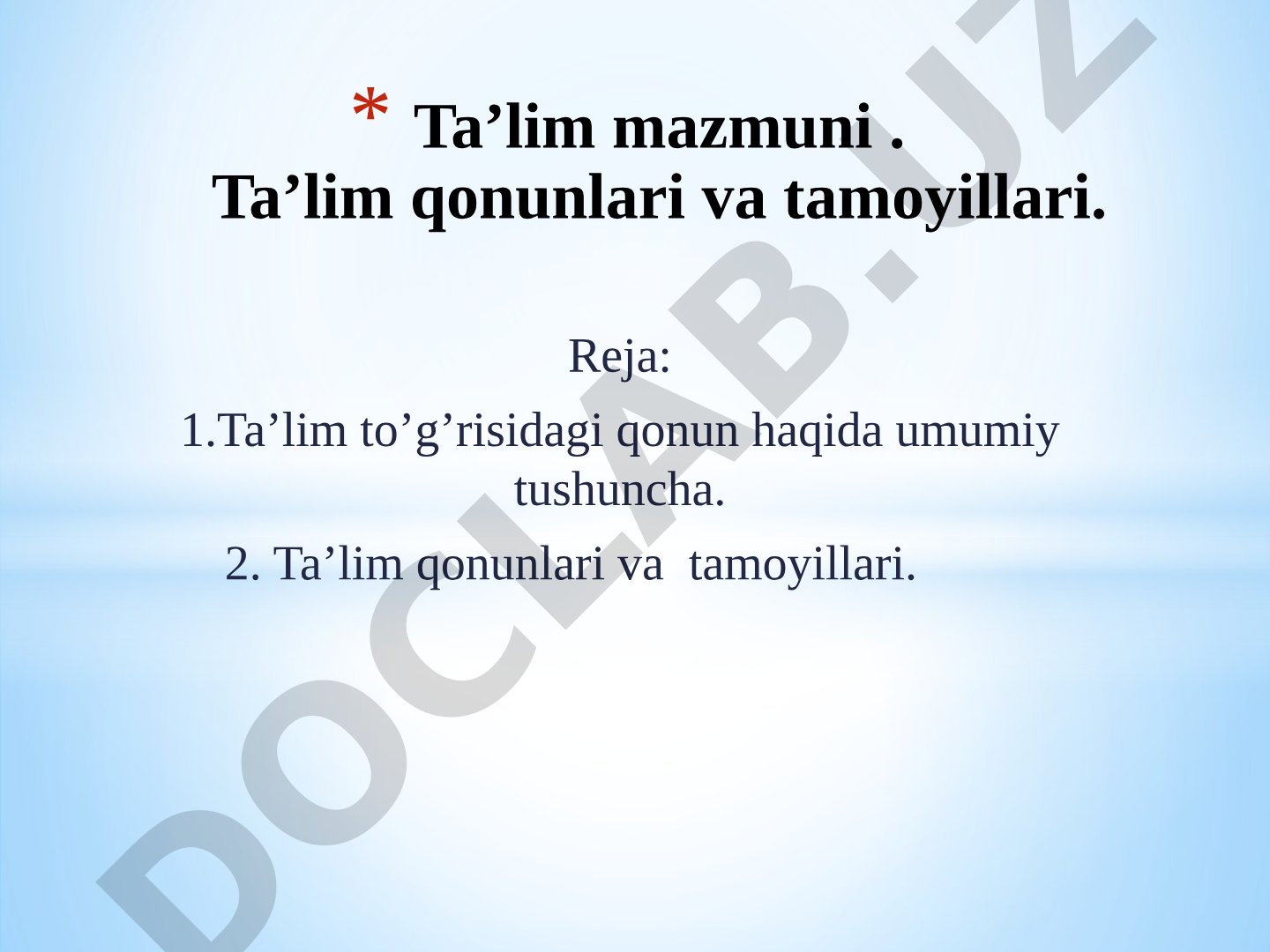 O‘zbekiston Respublikasining Qonuni Ta’lim to‘g‘risida