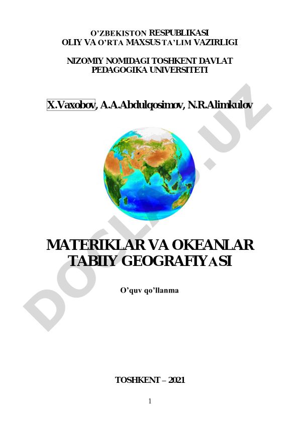 Materiklar va okeanlar tabiiy geografiyasi