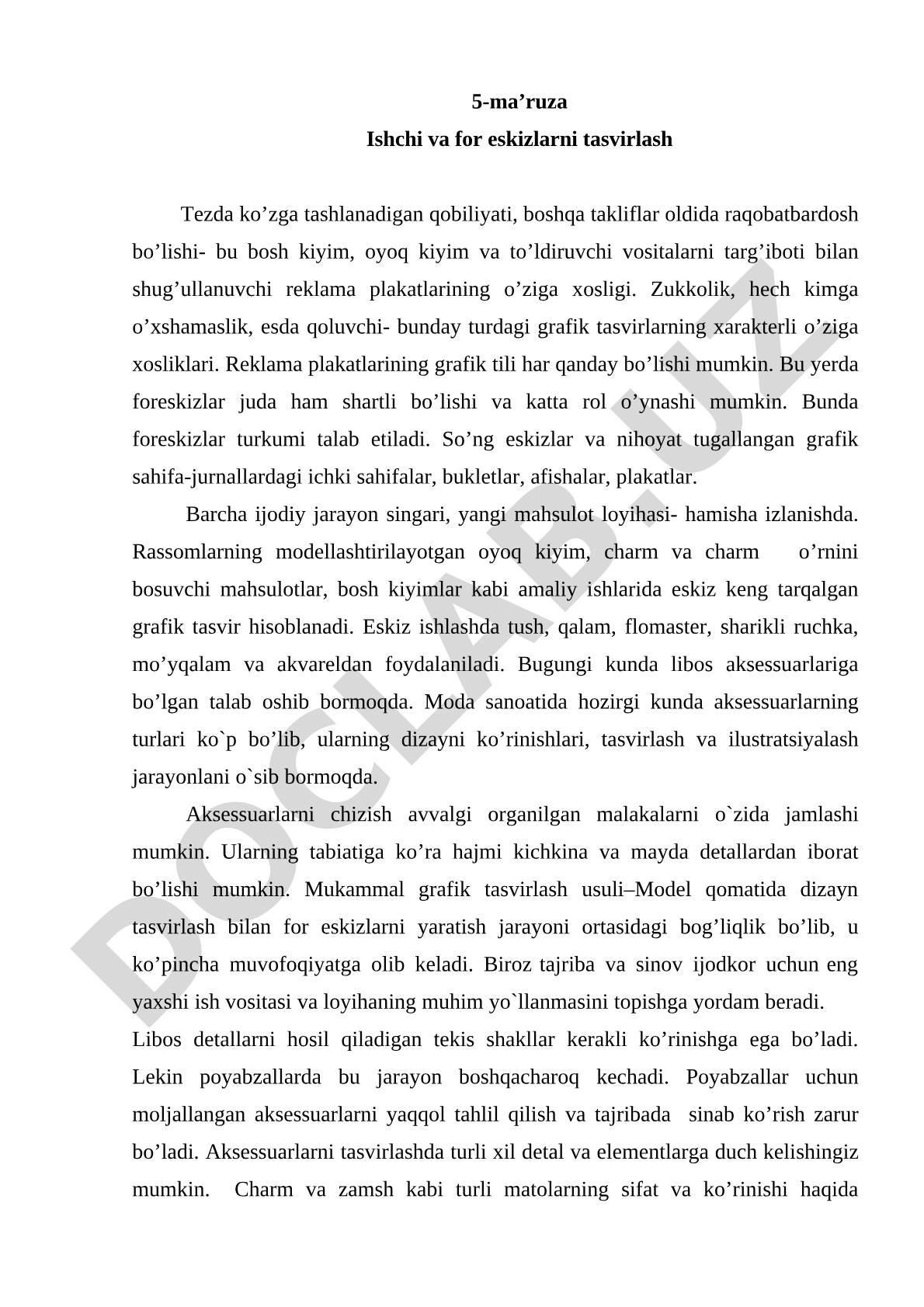 Ishchi va for eskizlarni tasvirlash
