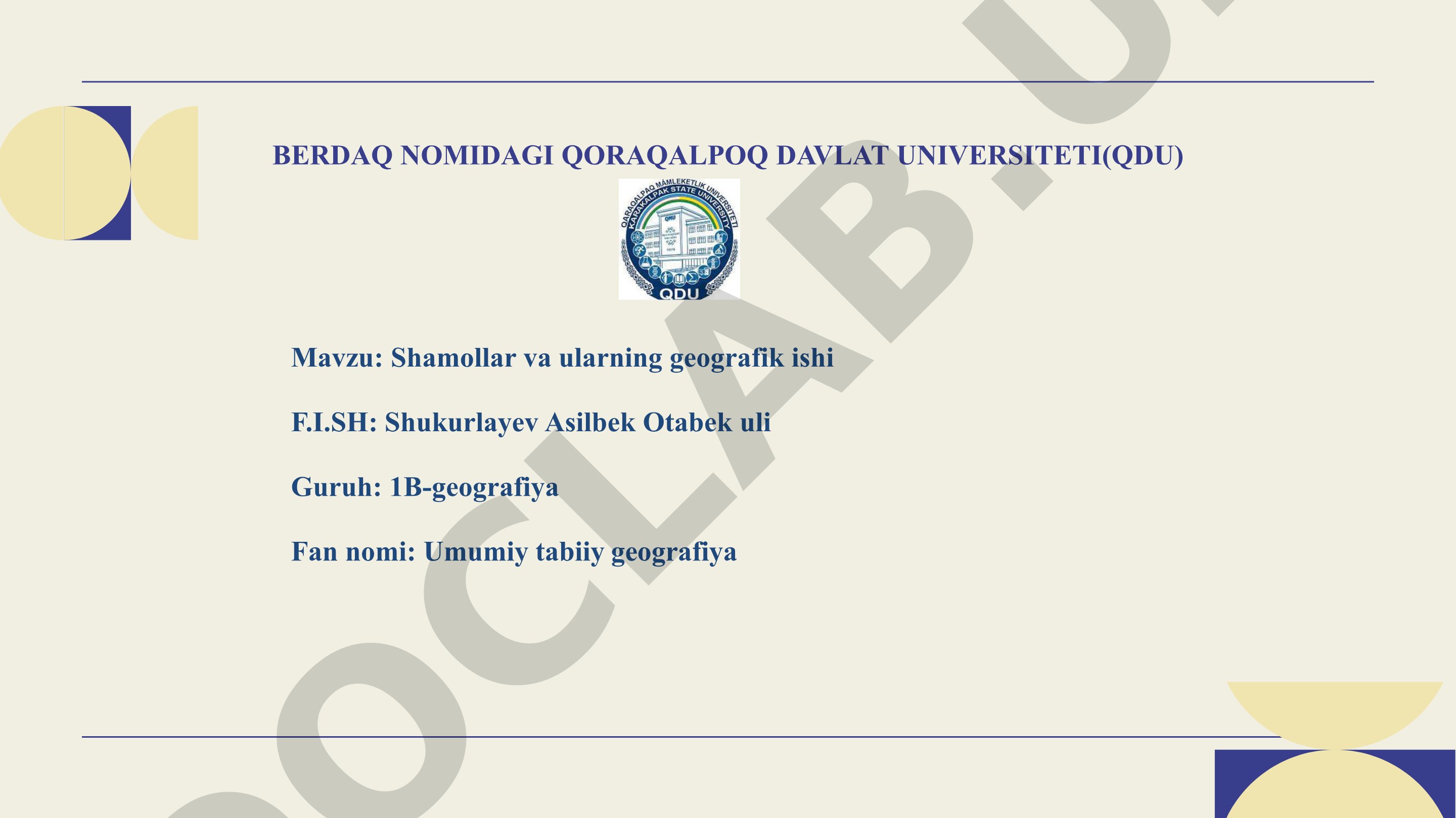 Shamollar va ularning geografik ishi