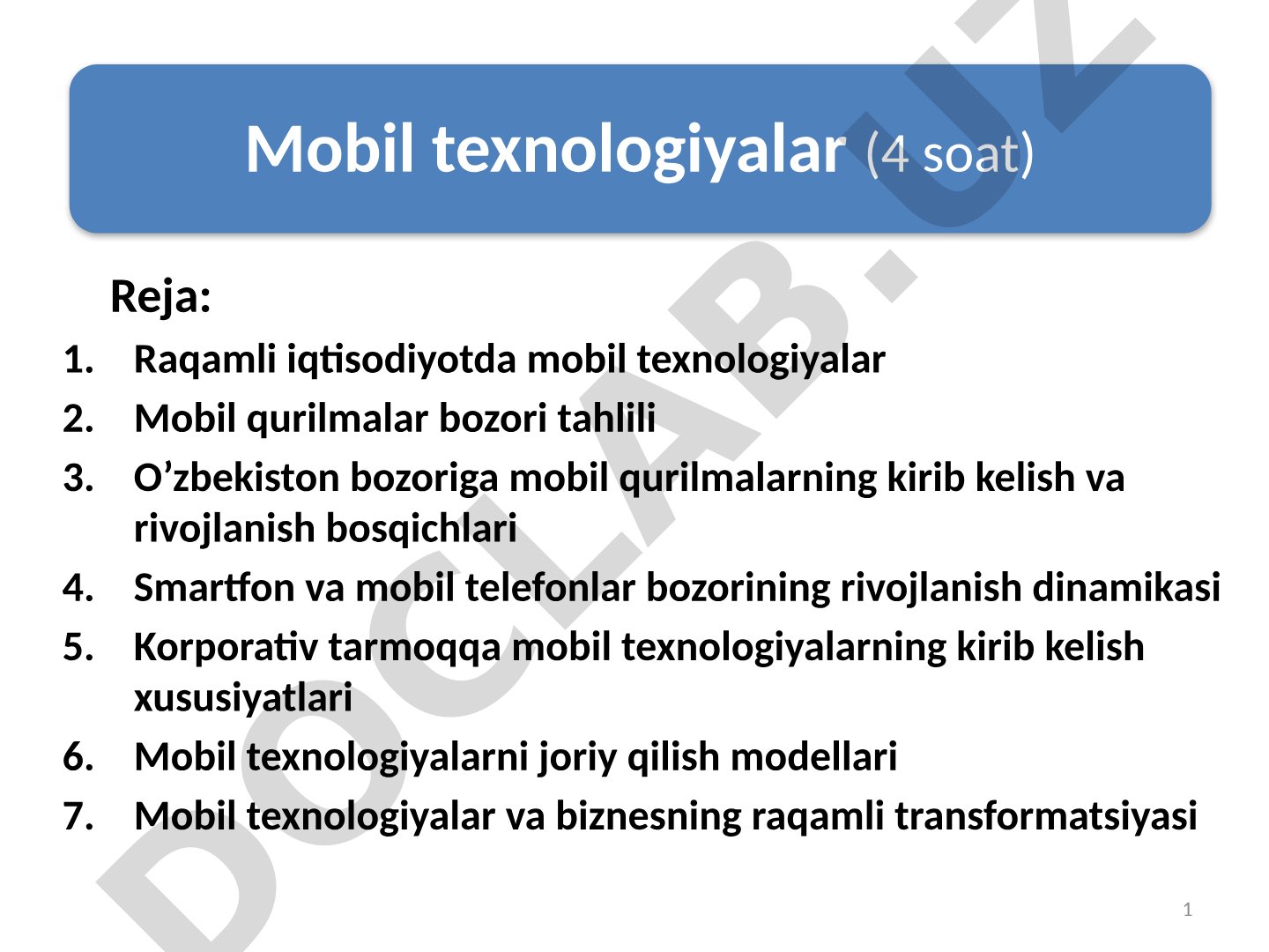 Raqamli iqtisodiyotda mobil texnologiyalar