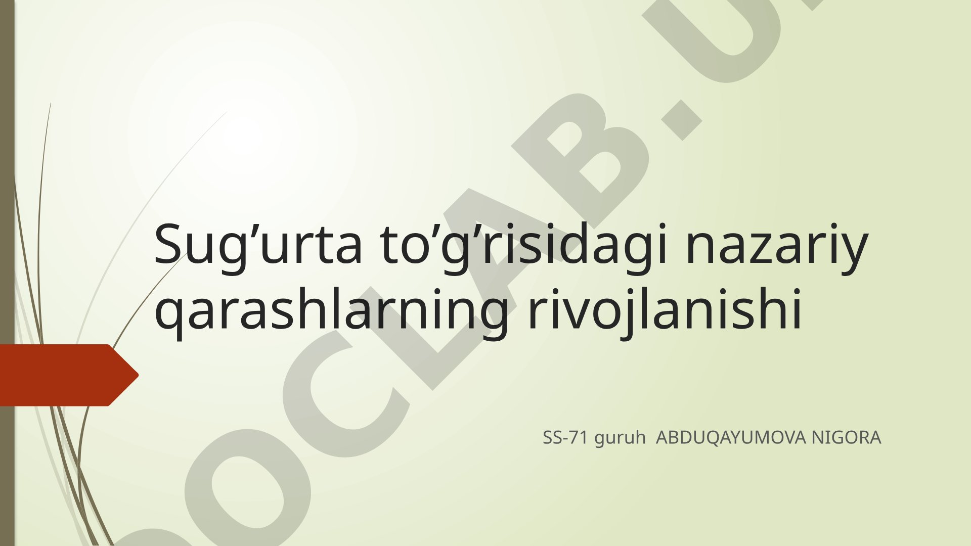 Sug‘urta to‘g‘risidagi nazariy qarashlarning rivojlanishi