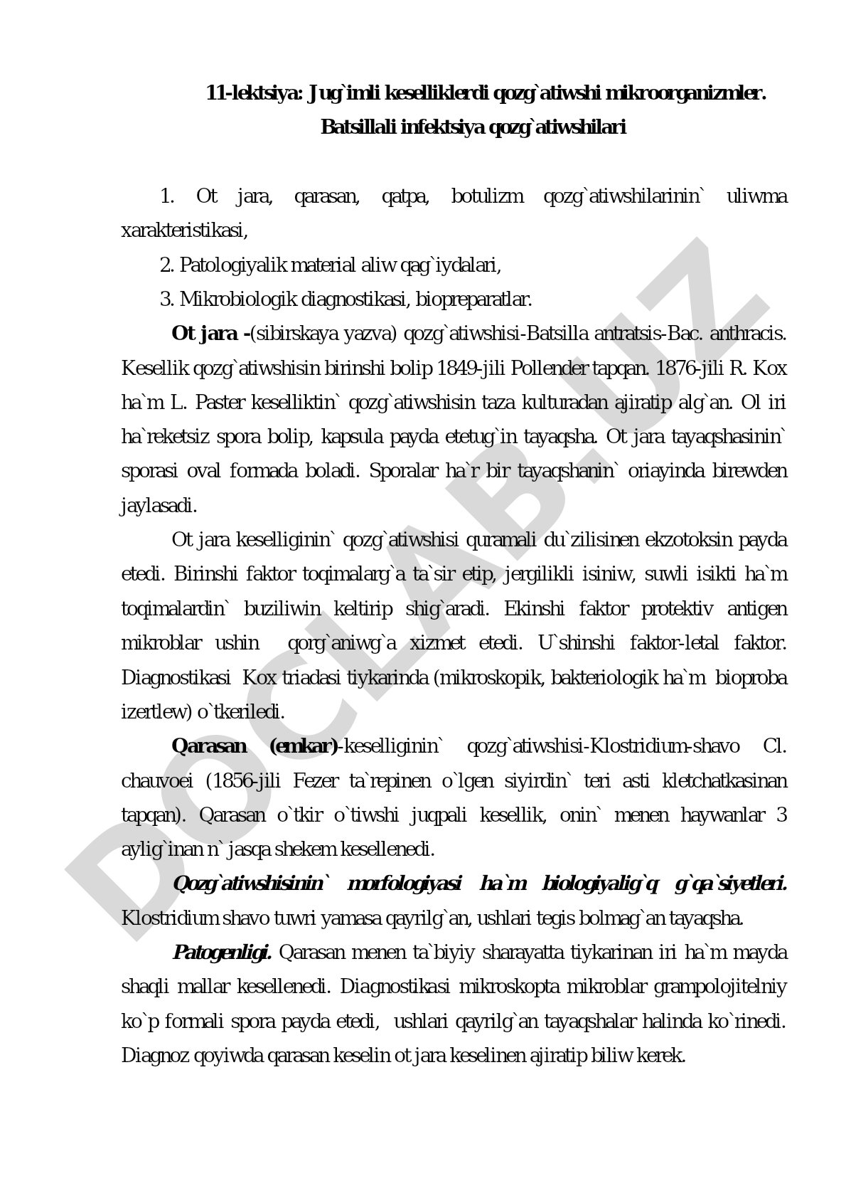 Batsillali infektsiya qozg`atiwshilari