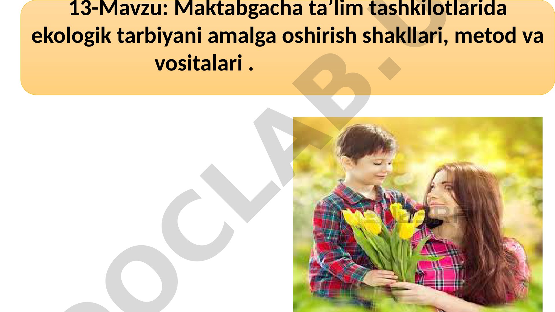 Maktabgacha ta’lim tashkilotlarida ekologik tarbiyani amalga oshirish shakllari, metod va vositalari