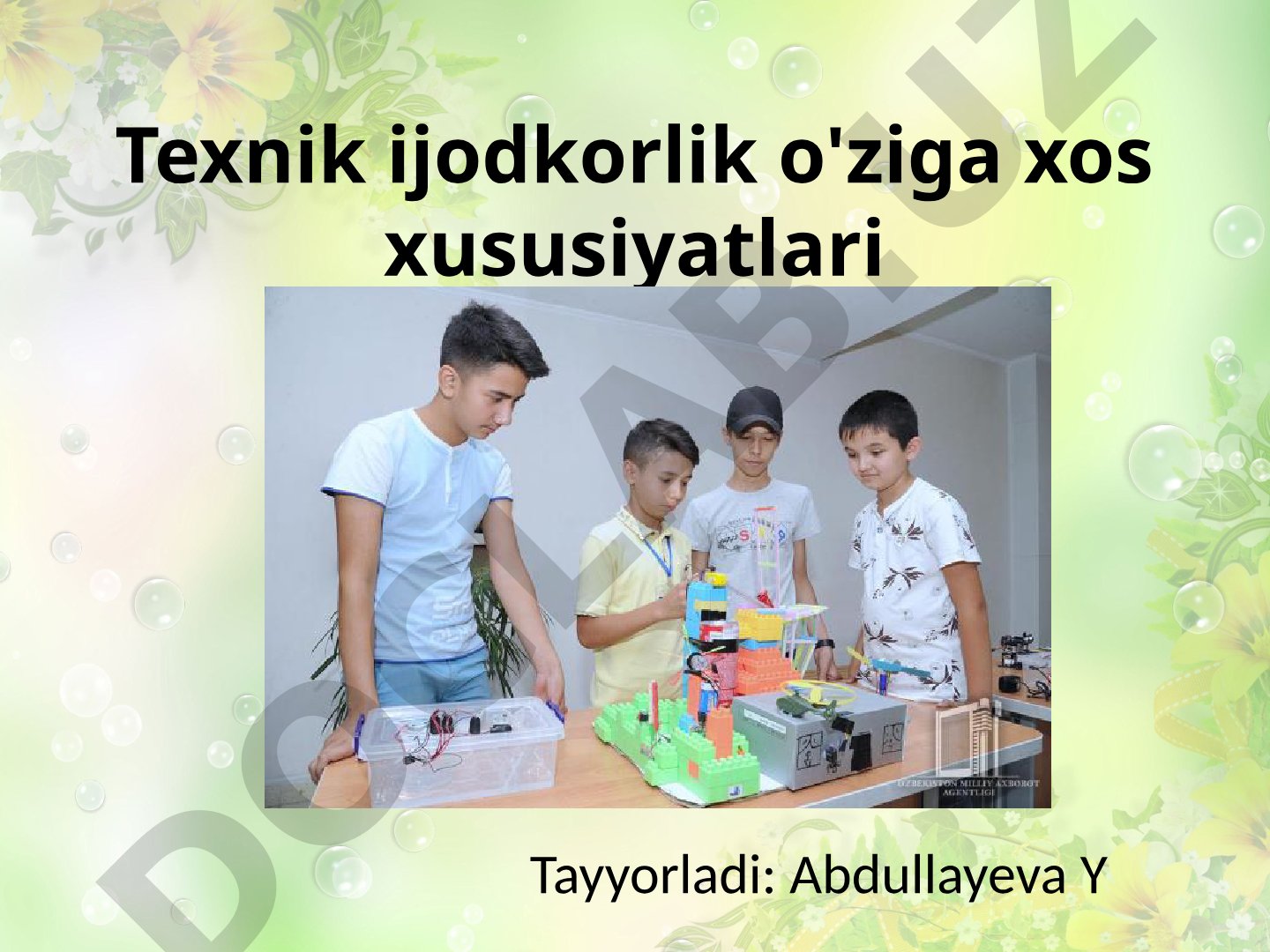 Texnik ijodkorlik o'ziga xos xususiyatlari