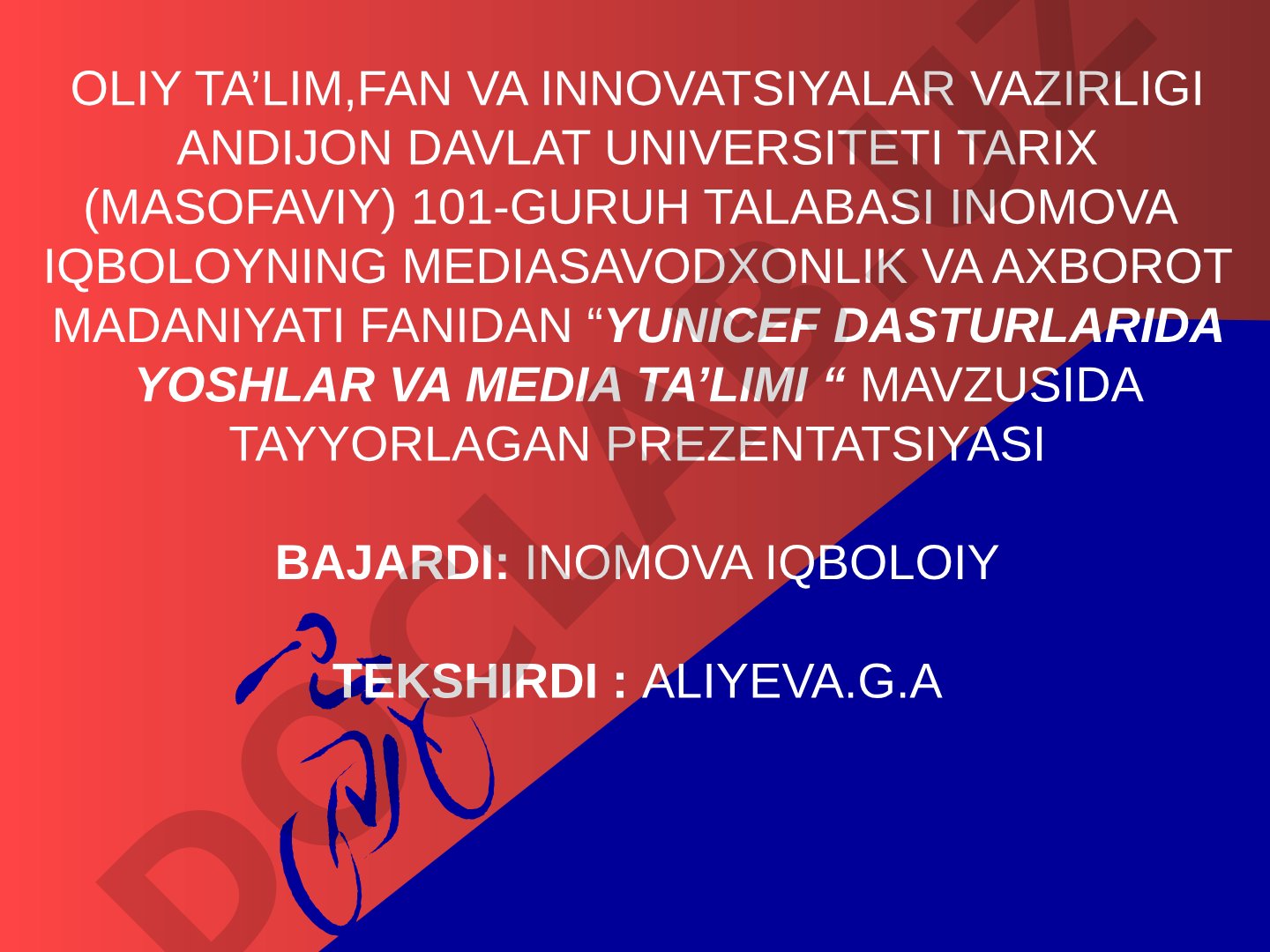 YUNICEF dasturlarida yoshlar va media ta'limi