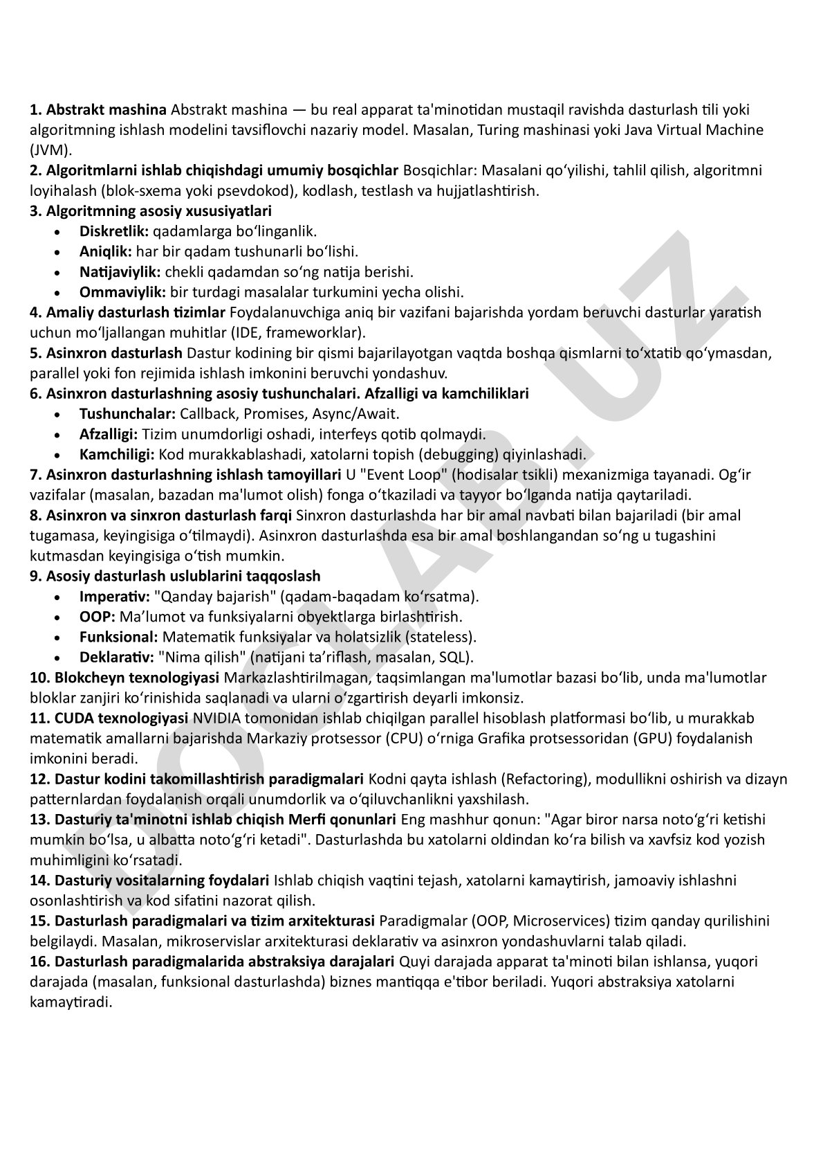 Algoritmlar va dasturlash asoslari