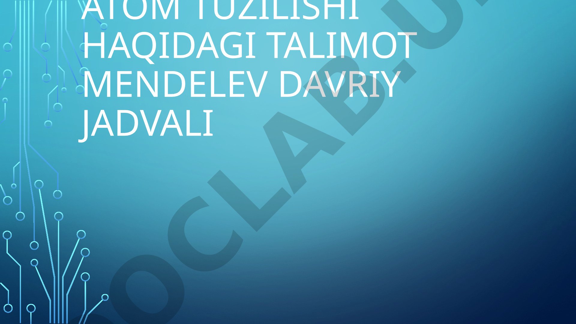 Atom tuzilishi haqidagi ta'limot va davriy qonun