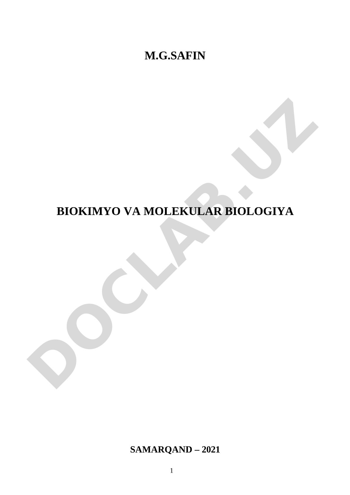 Biokimyo va molekular biologiya