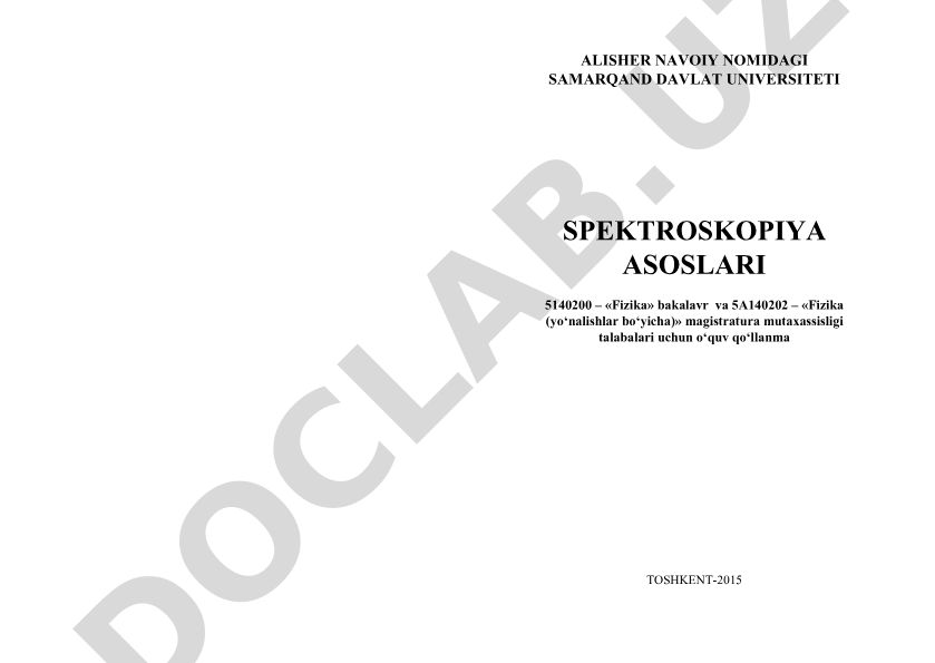 Spektroskopiya asoslari