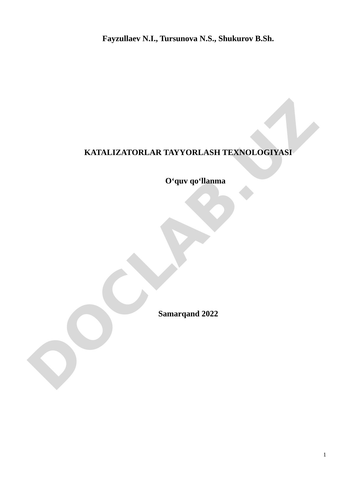 Katalizatorlar tayyorlash texnologiyasi