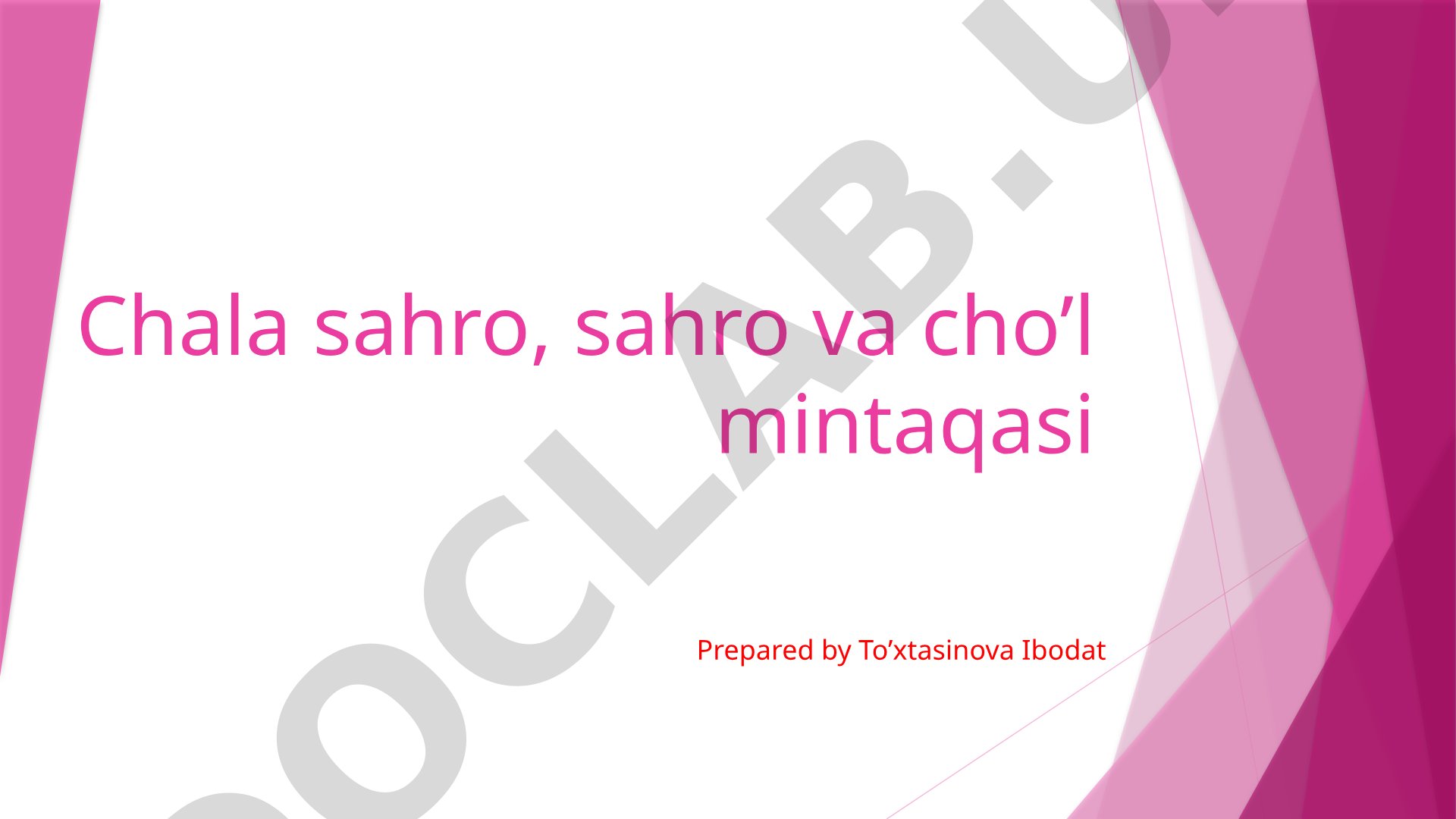 Chala sahro, sahro va cho’l mintaqasi