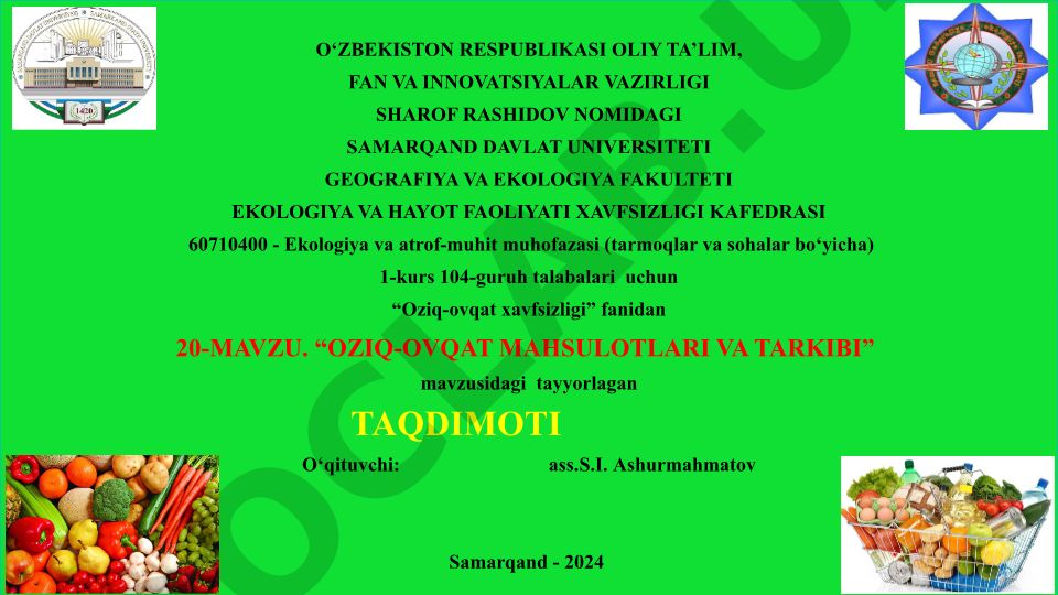 Oziq-ovqat mahsulotlari va tarkibi
