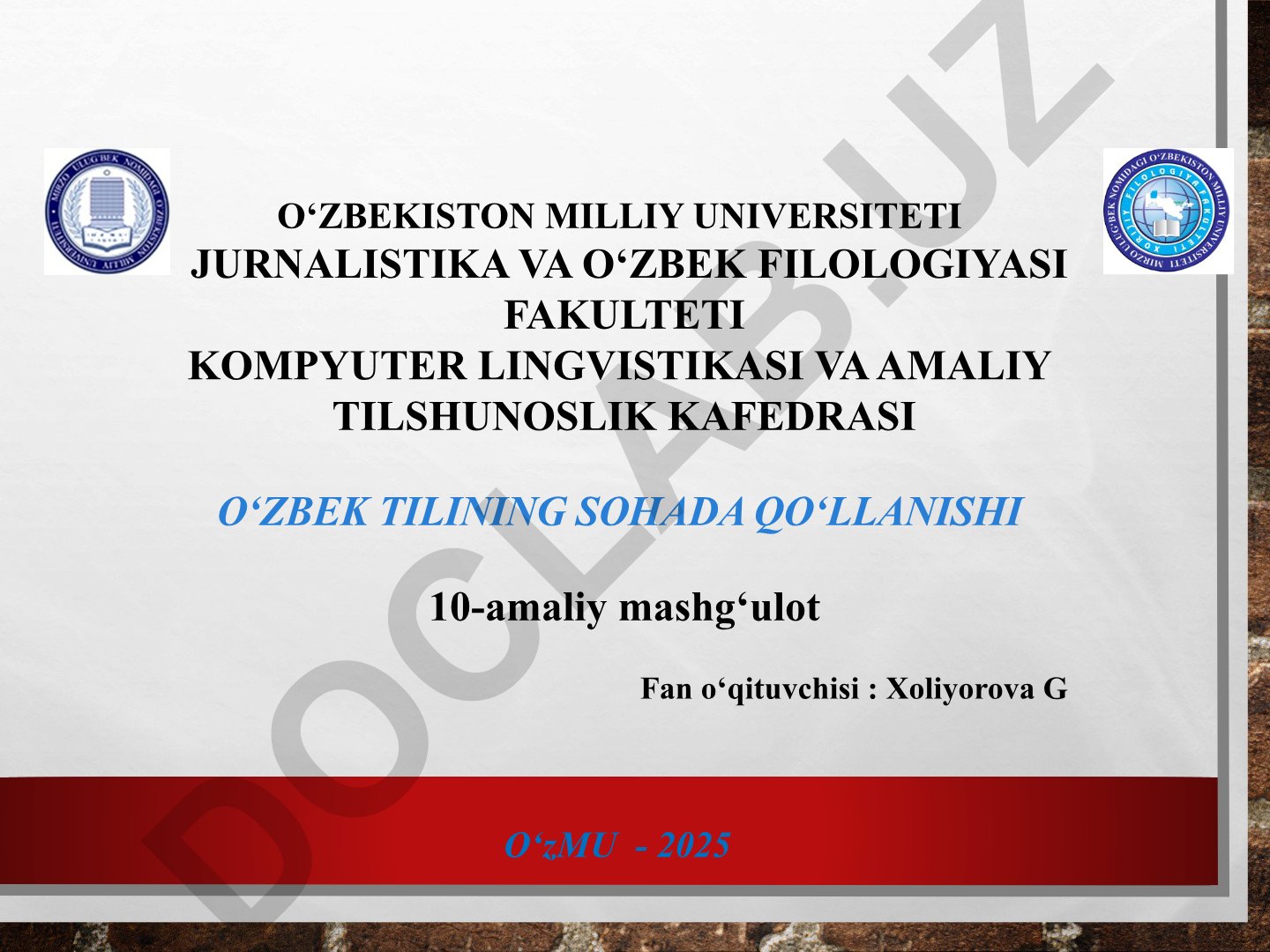 O'zbek tilining sohada qo'llanishi va ilmiy tadqiqot jarayonlari