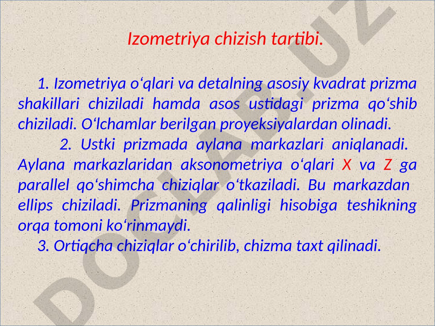 Izometriya chizish tartibi