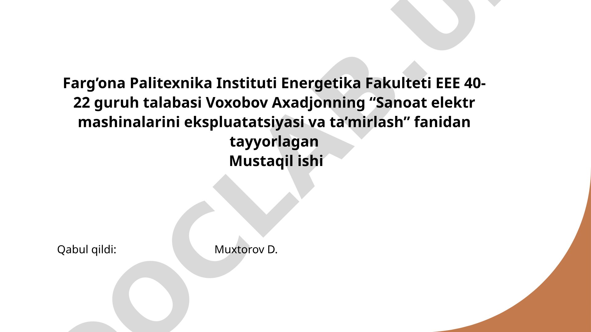 Elektr mashinalarida yuzaga keladigan nosozliklar va ularning sabablari