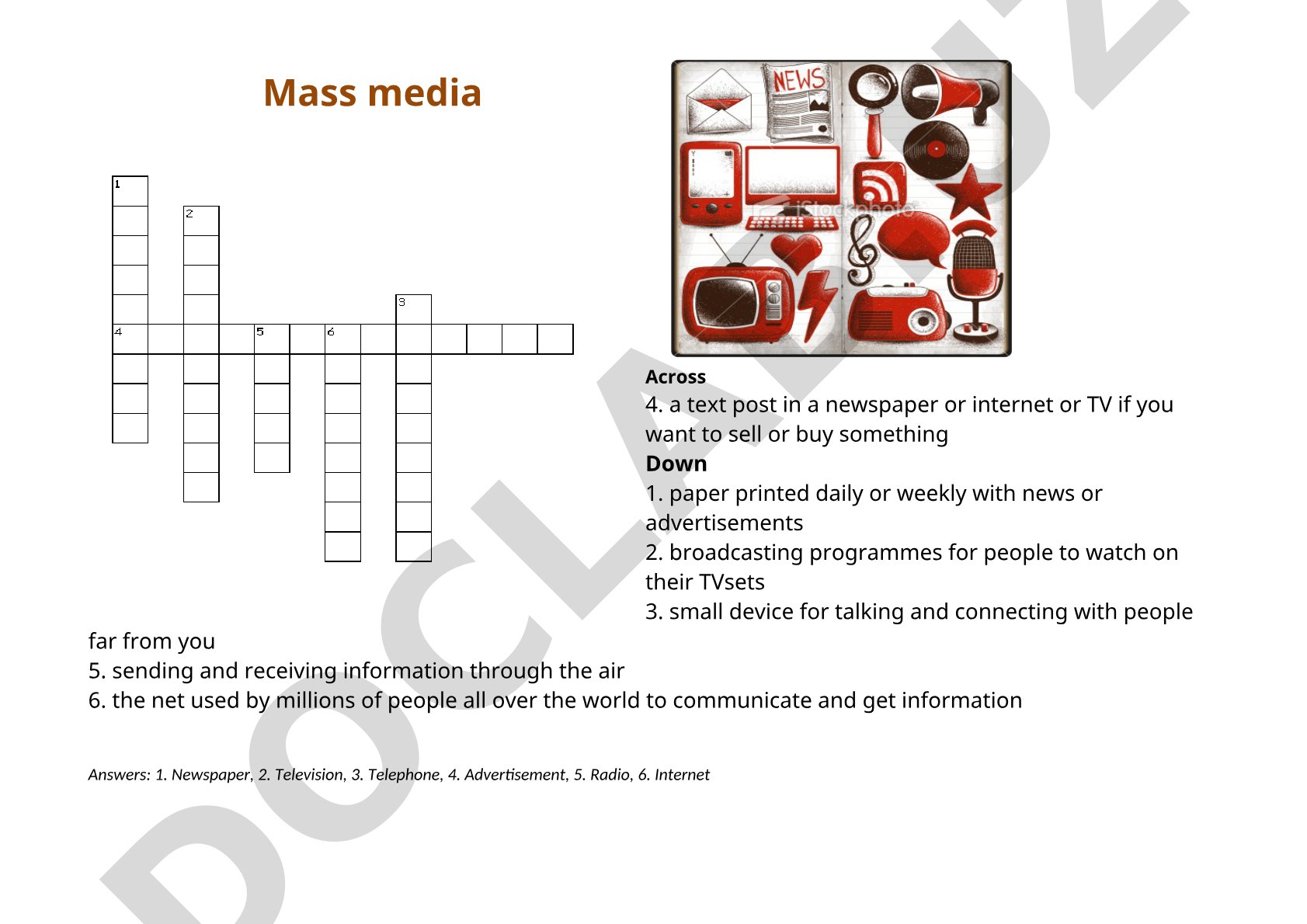 Mass Media Crossword Puzzle