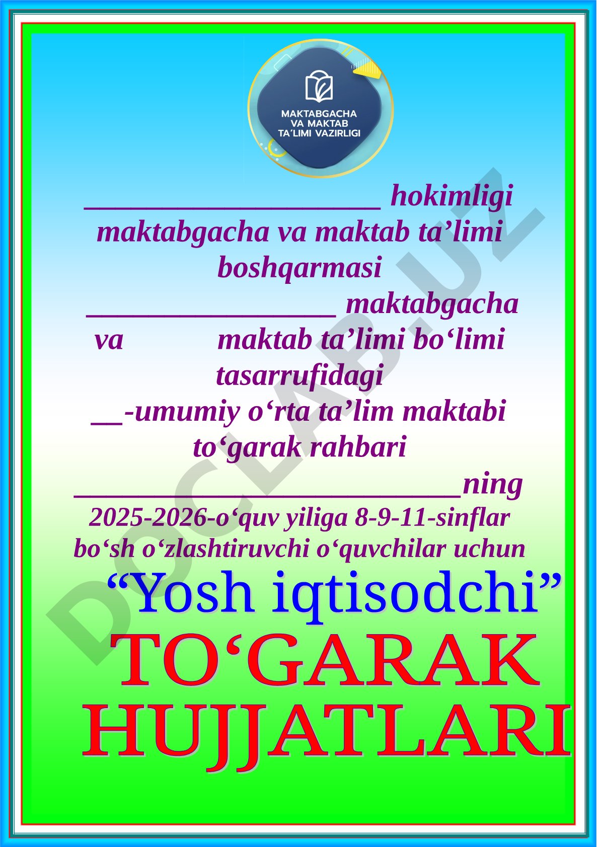 8-9-11-sinflar bo‘sh o‘zlashtiruvchi o‘quvchilar bilan to‘garak mashg‘ulotlari