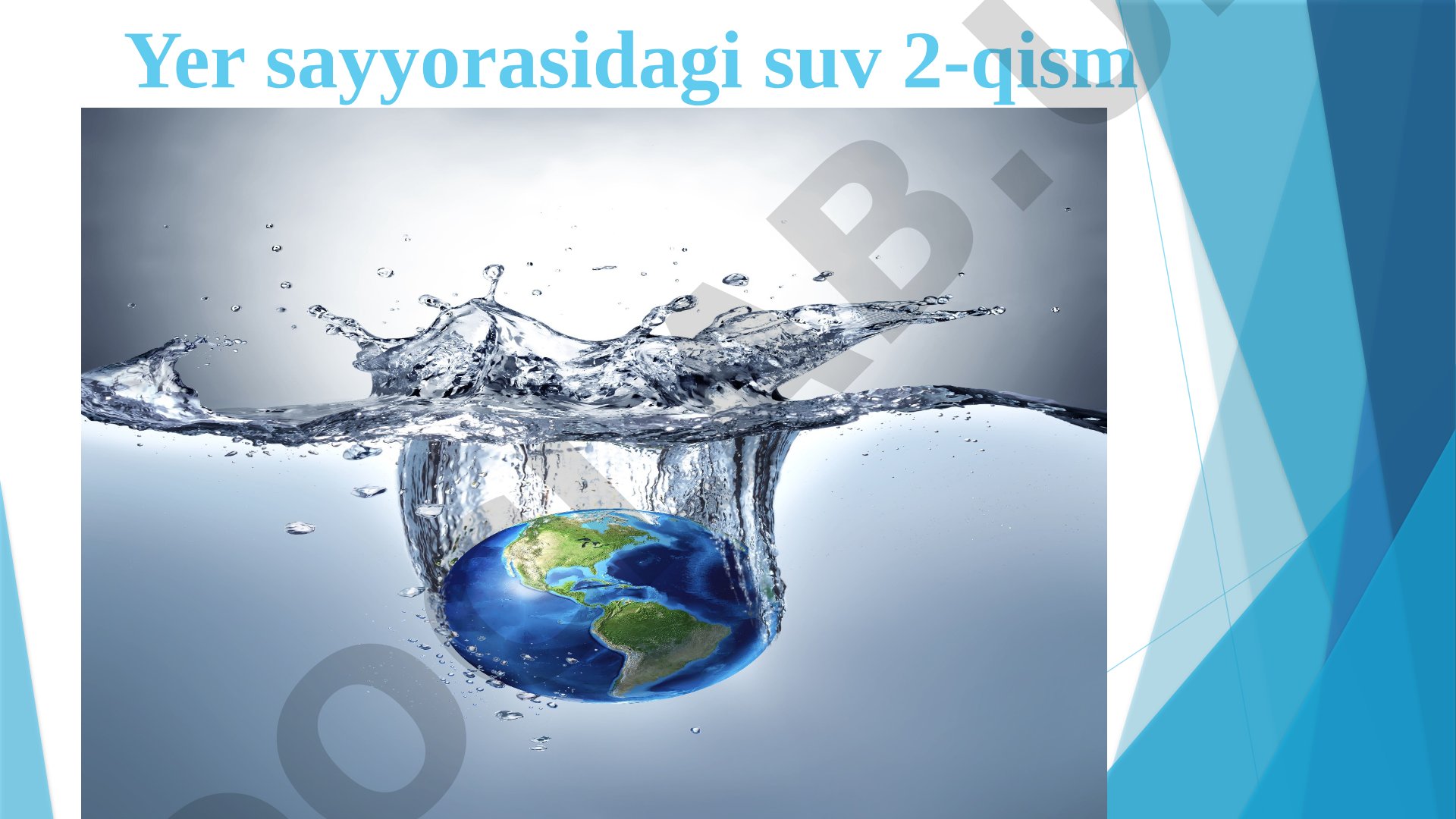 Yer sayyorasidagi suv va sho'r suvni chuchuk suvga aylantirish texnologiyasi