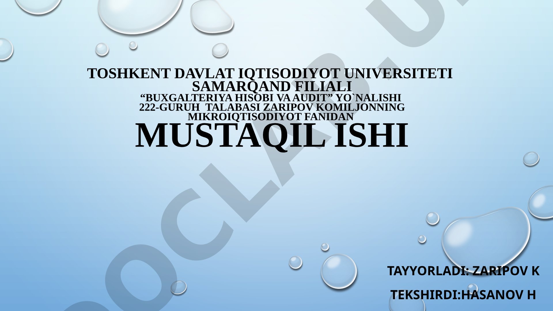 Bozor iqtisodiyotini tartibga solishda davlatning iqtisodiy roli