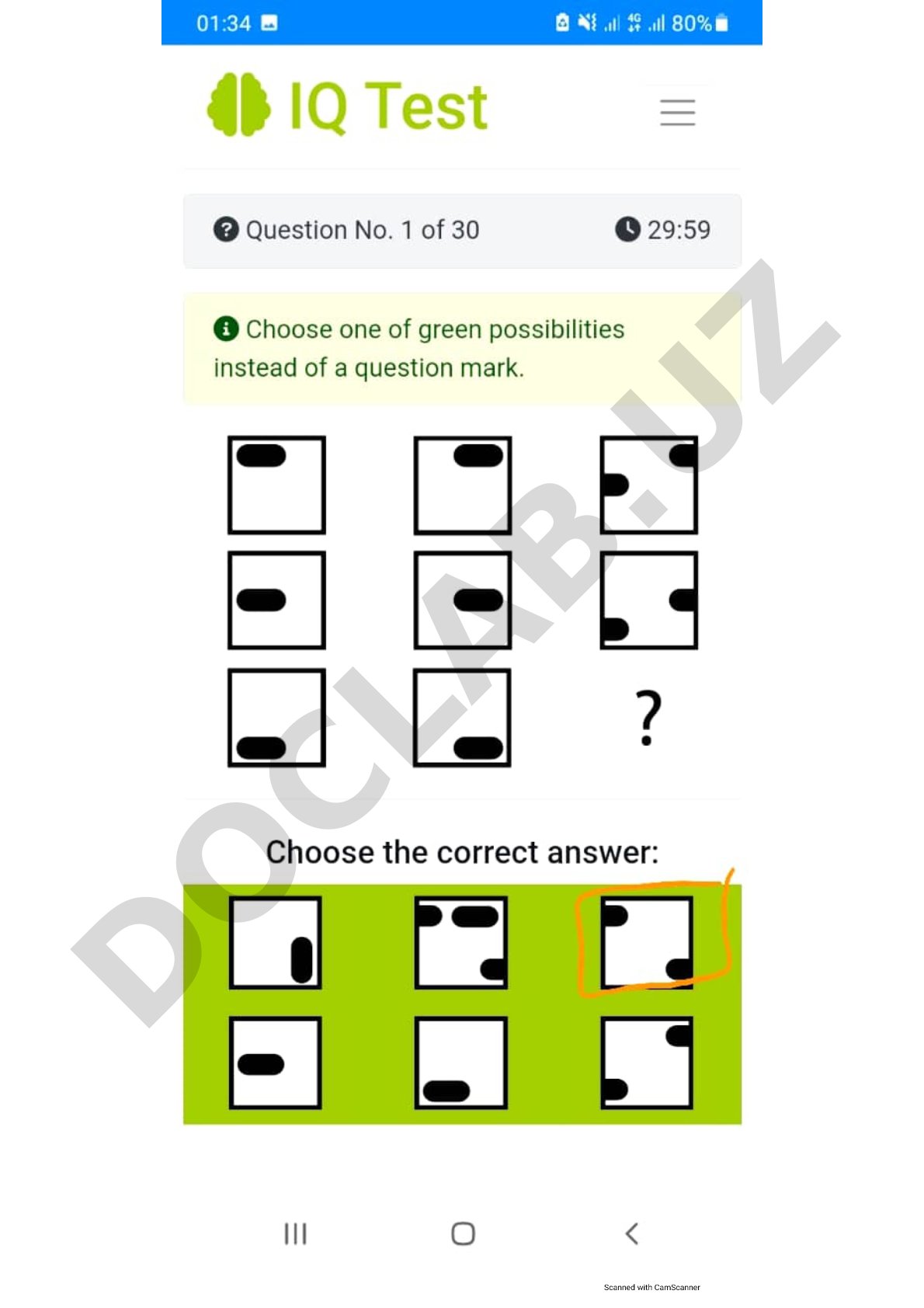 Argost test IQ javoblari bilan