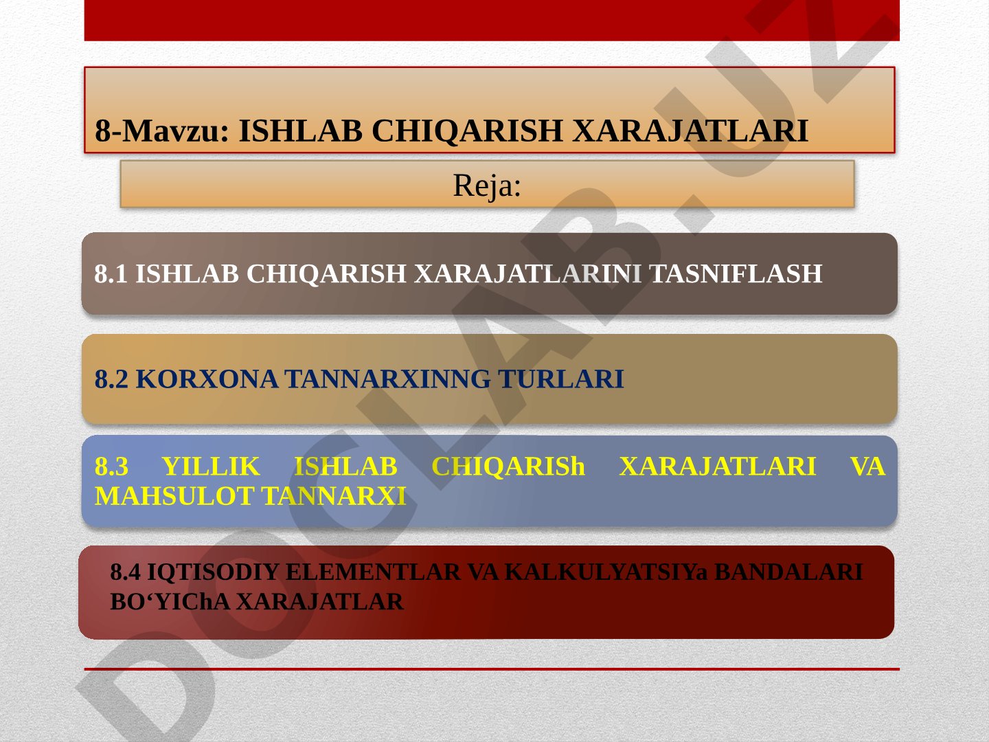 Ishlab chiqarish xarajatlarini tasniflash, tannarx turlari va yillik ishlab chiqarish
