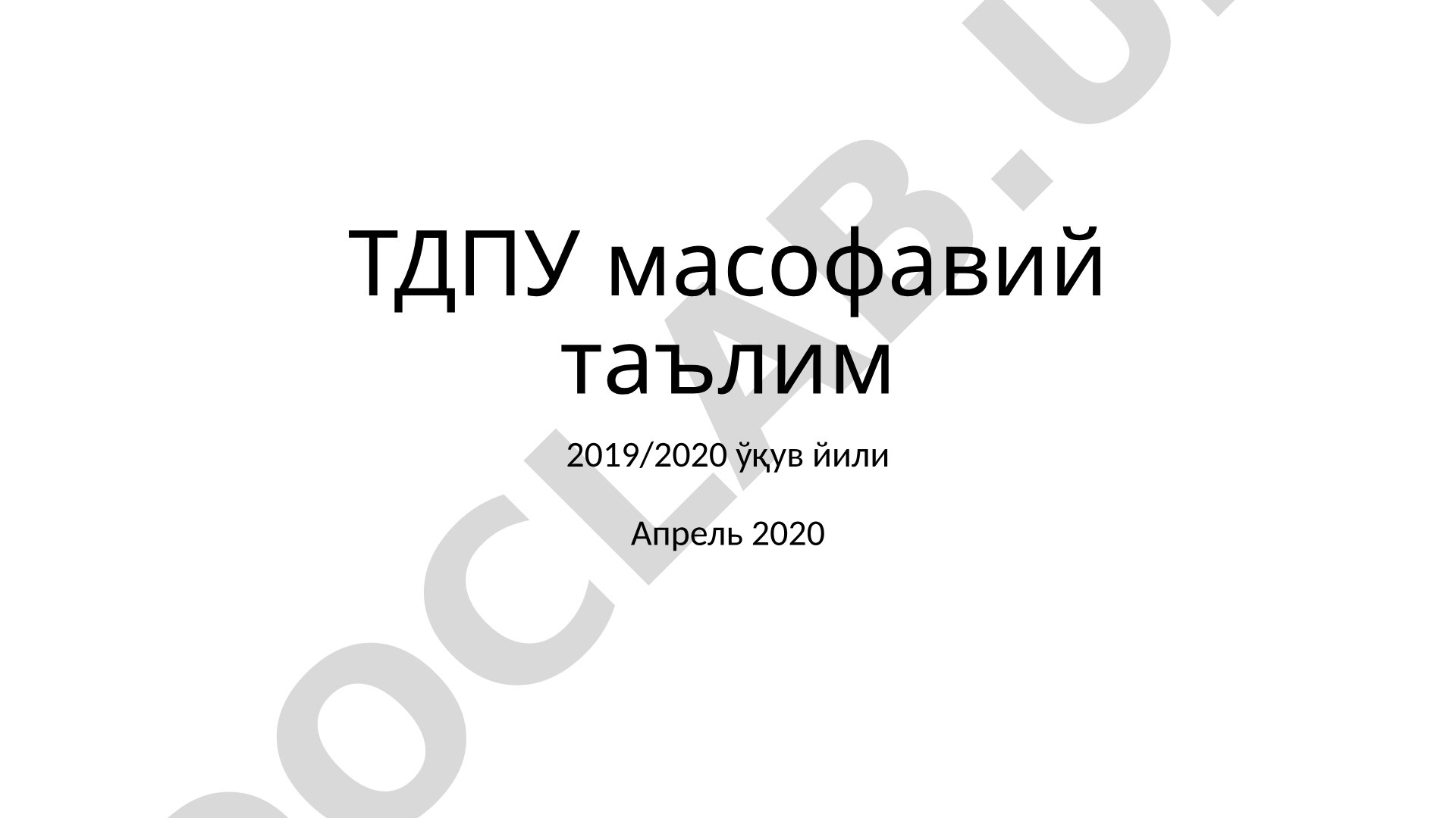 ТДПУ масофавий таълим веб-платформасидаги фаолият таҳлили