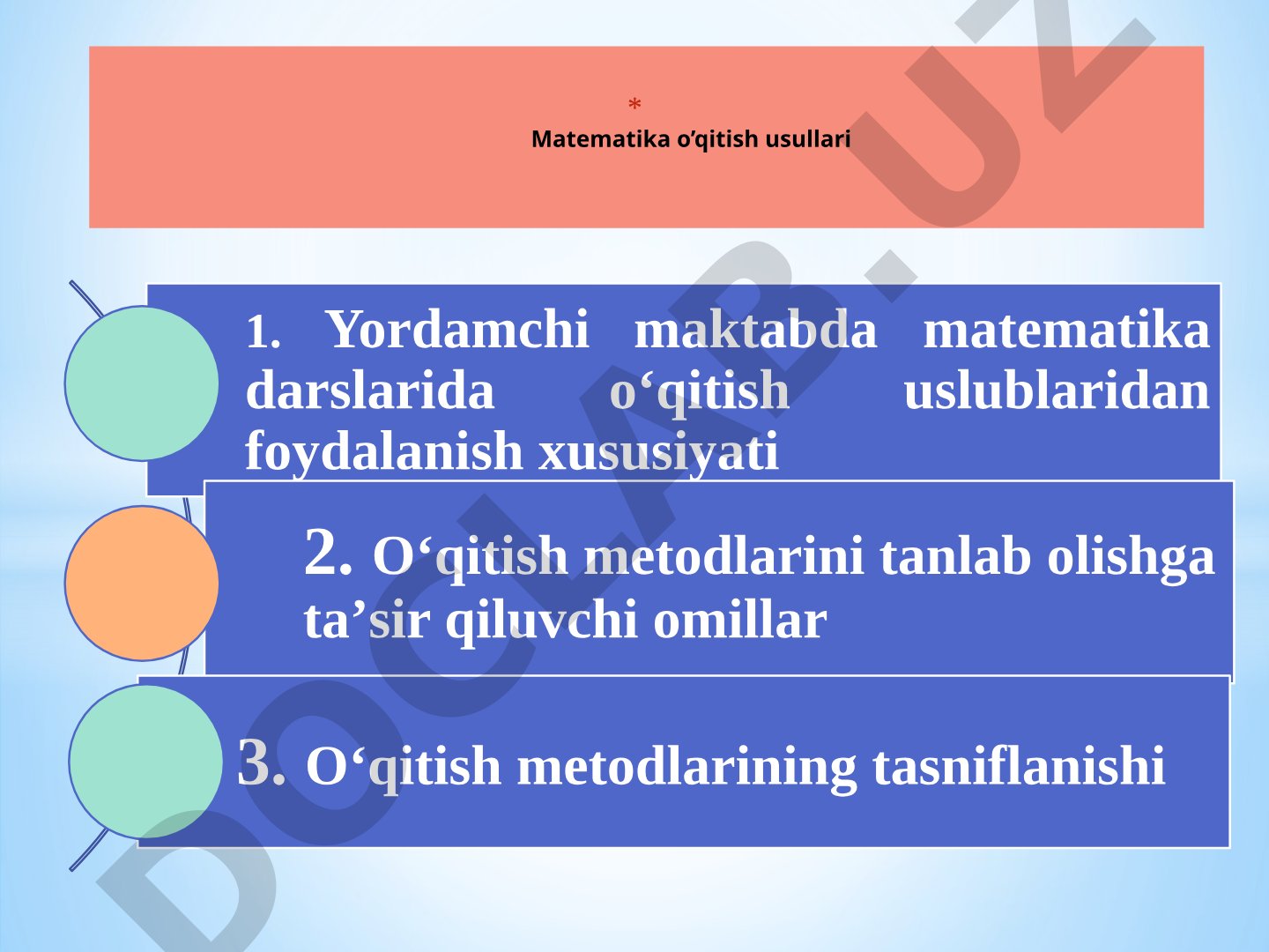 Yordamchi maktabda matematika o‘qitish metodlari va tasnifi