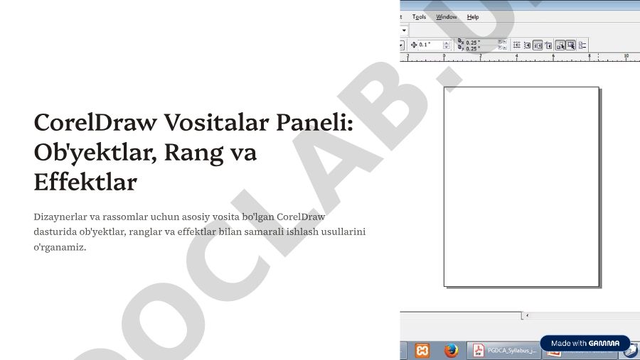 CorelDraw dasturida ob'yektlar, ranglar va effektlar bilan ishlash