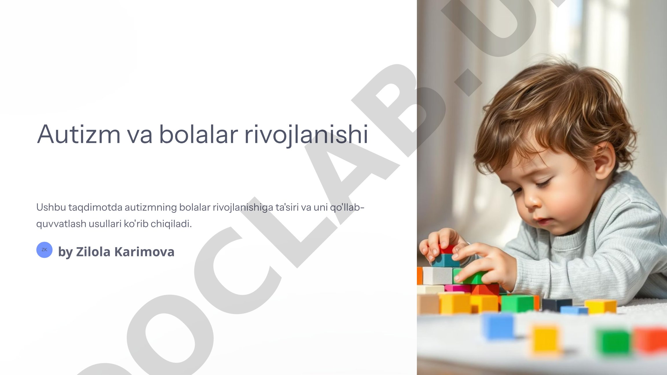 Autizm va bolalar rivojlanishi