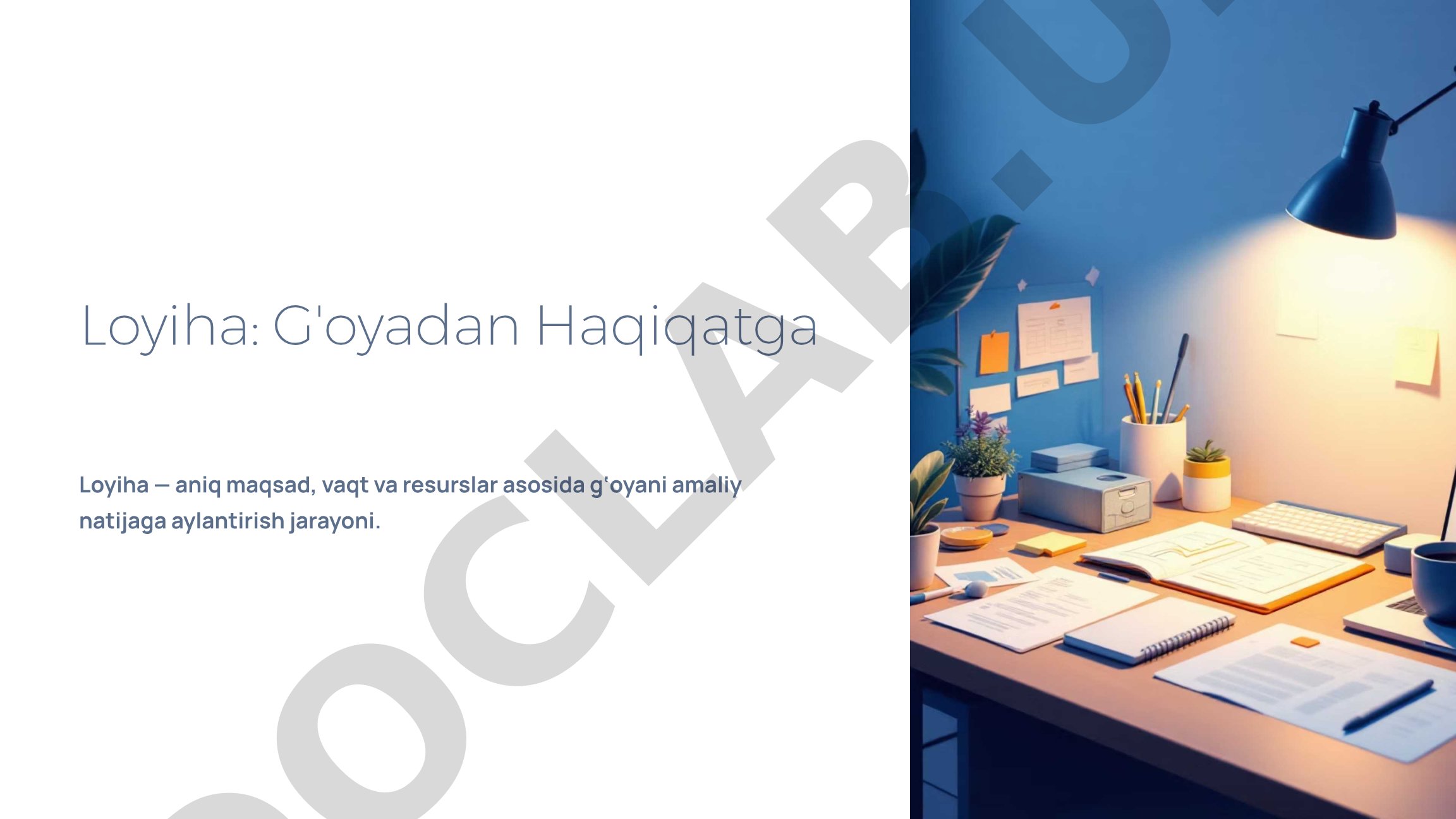 Loyihaning ta'rifi, tavsifi va asosiy elementlari haqida