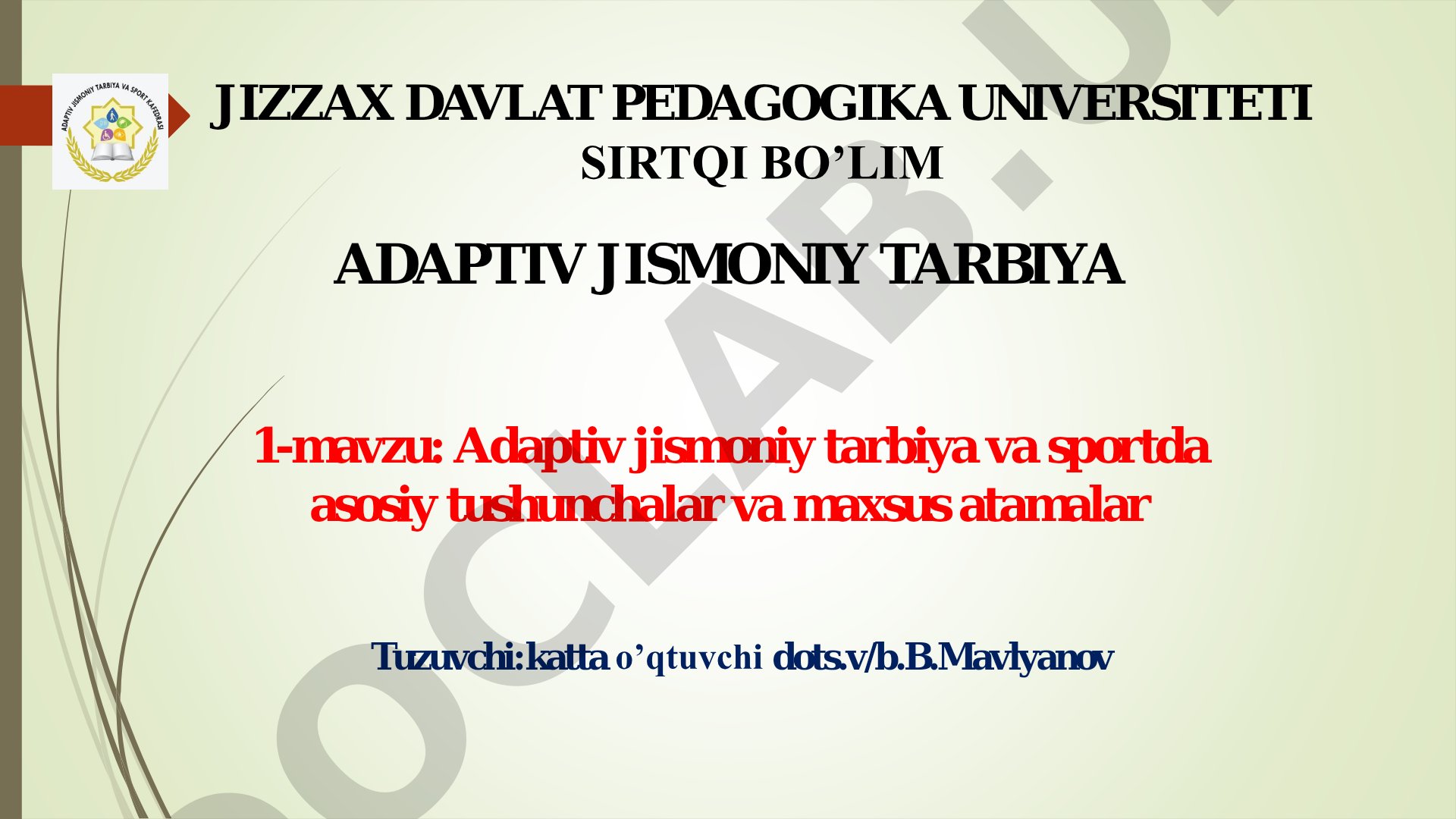 Adaptiv jismoniy tarbiya va sportda asosiy tushunchalar va maxsus atamalar